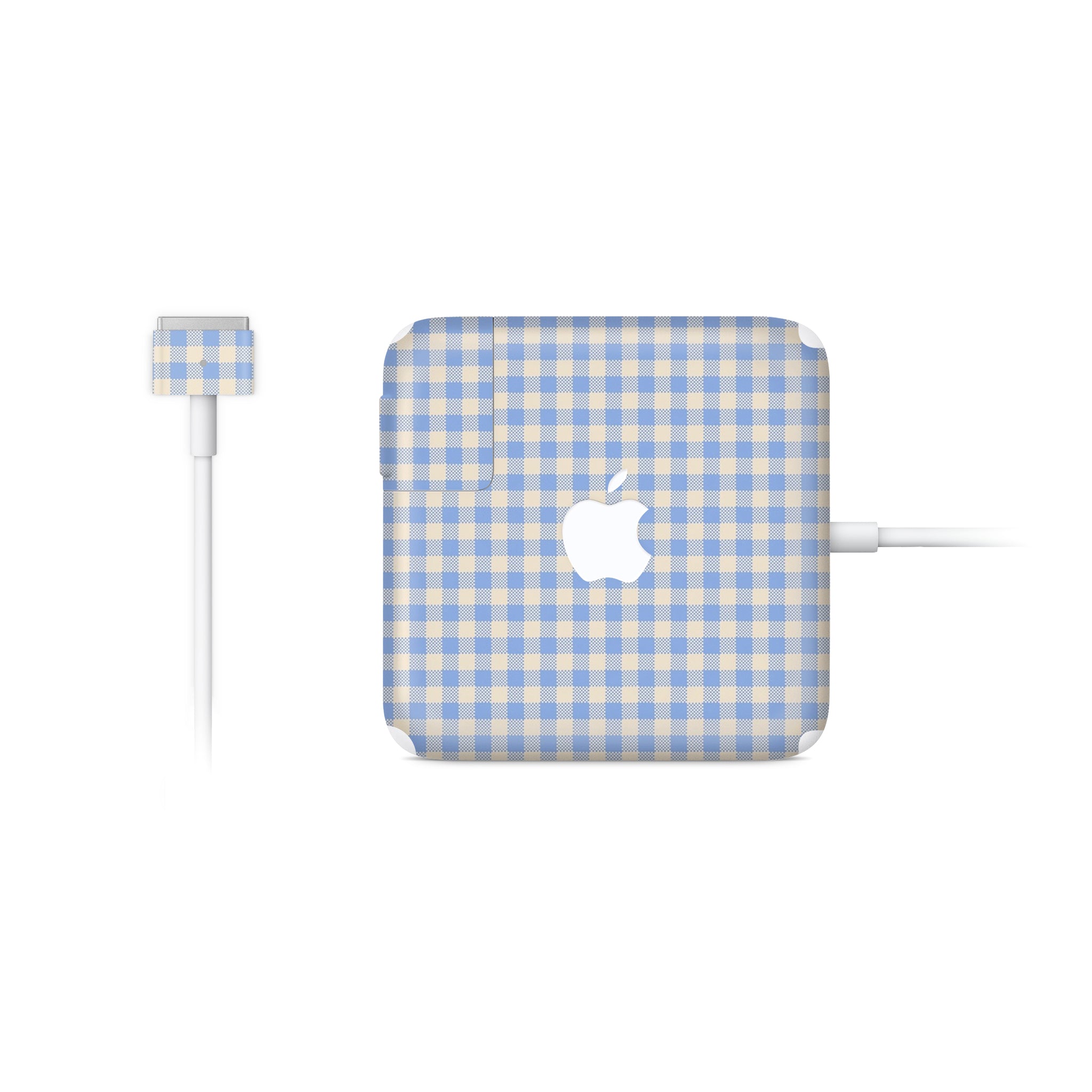 Blue Gingham MacBook Charger Skin