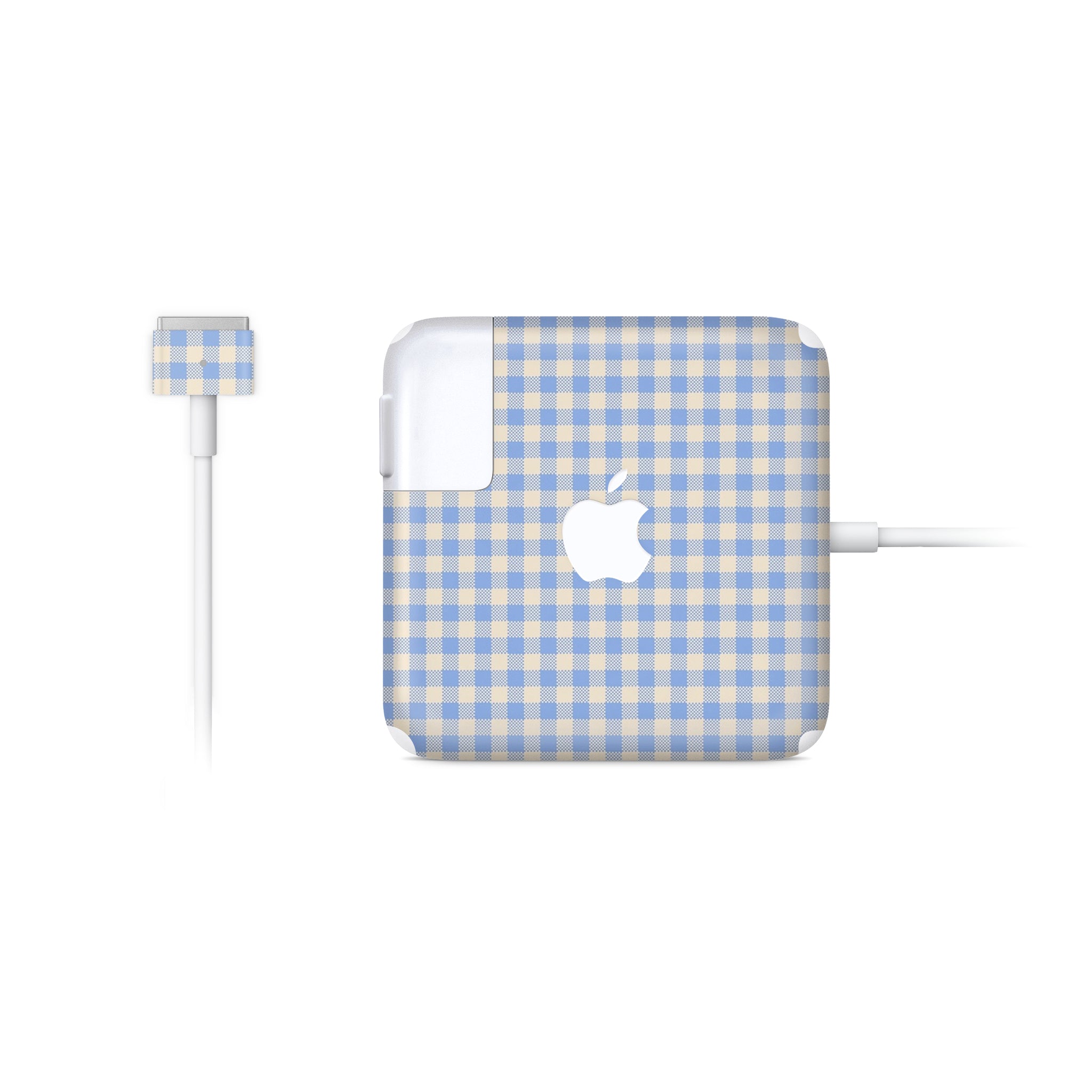 Blue Gingham MacBook Charger Skin