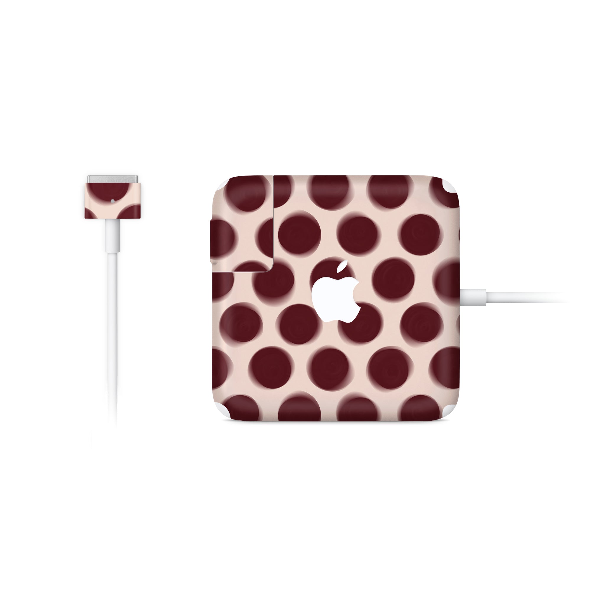 Burgundy Dot MacBook Charger Skin