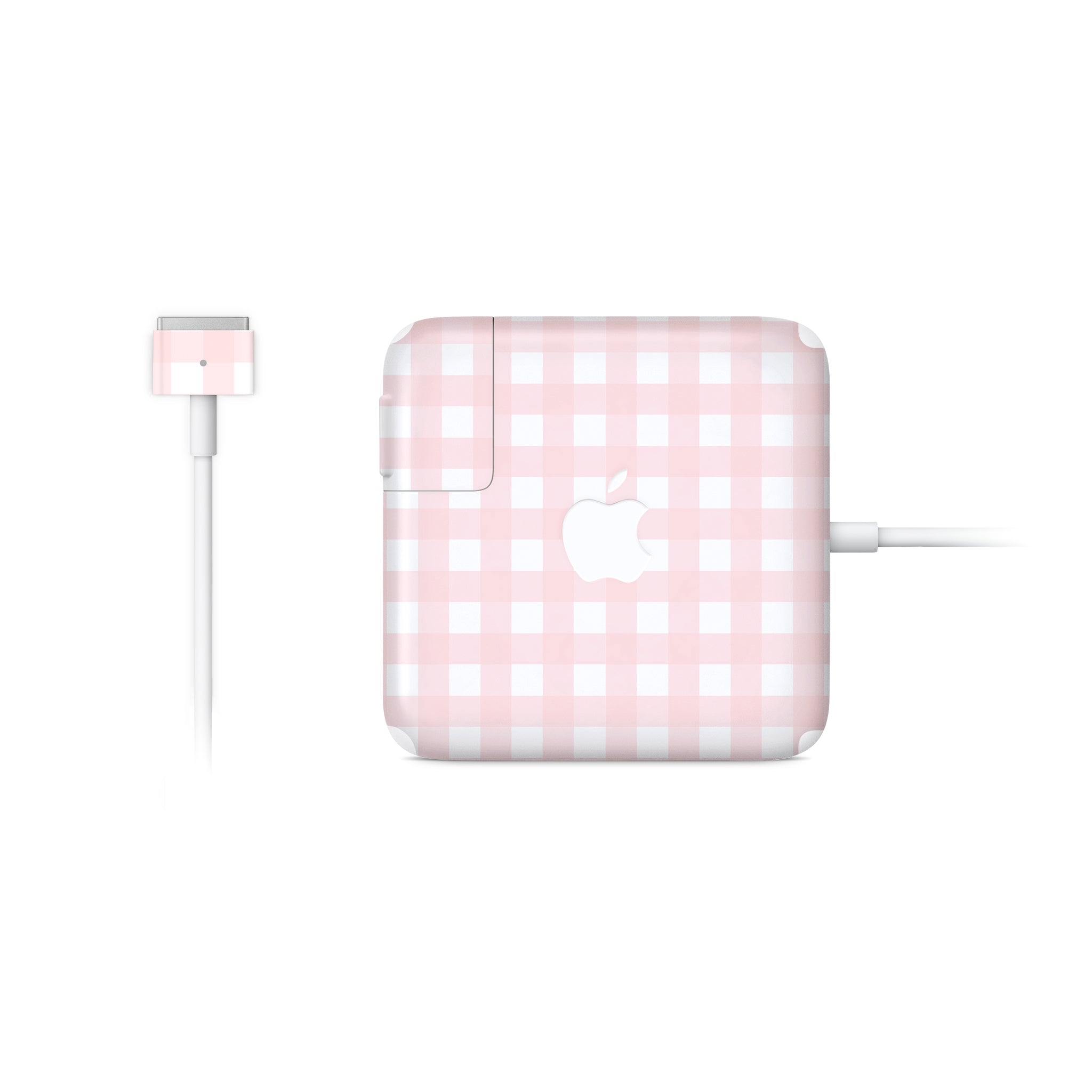 Pink Gingham MacBook Charger Skin