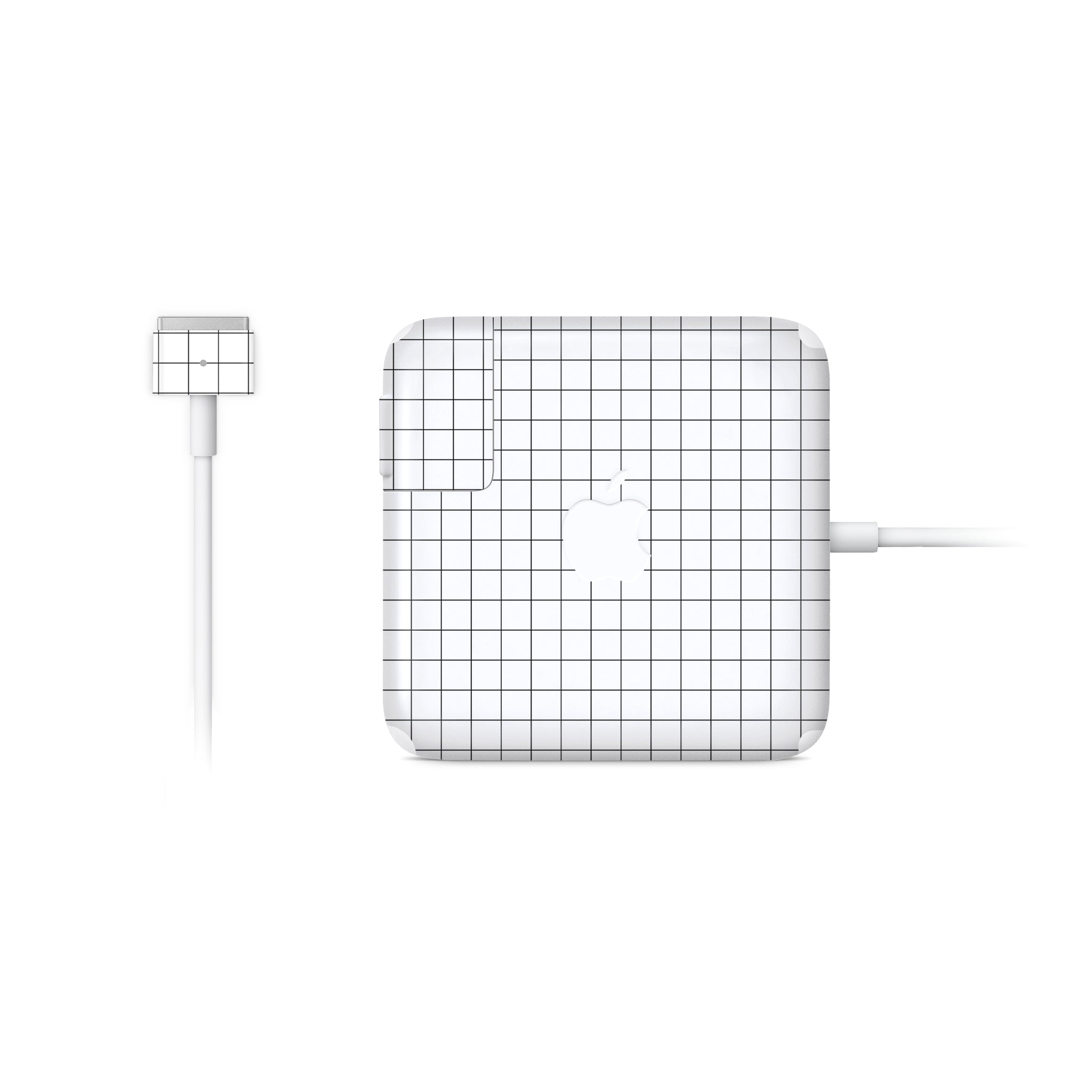 White Grid MacBook Charger Skin