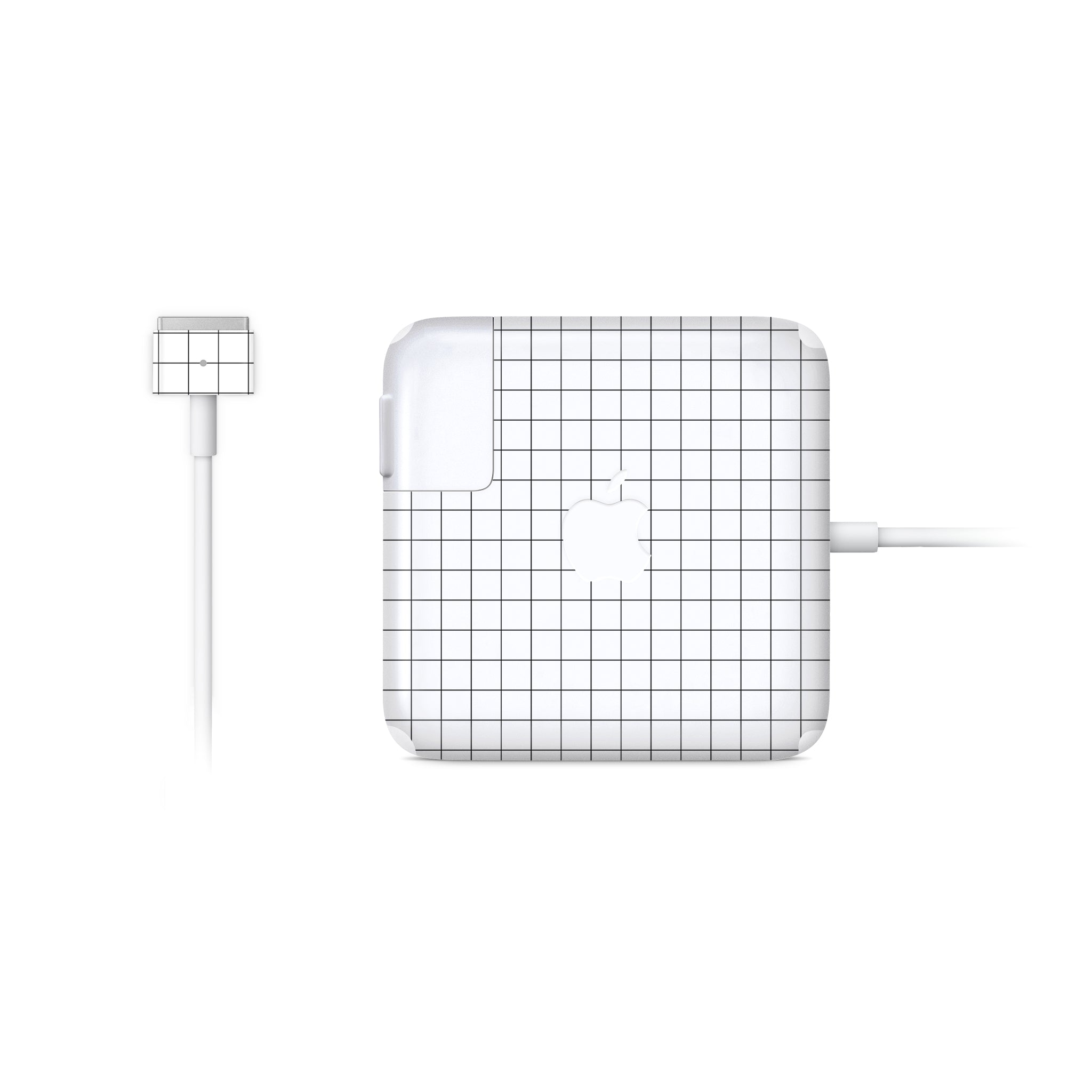 White Grid MacBook Charger Skin