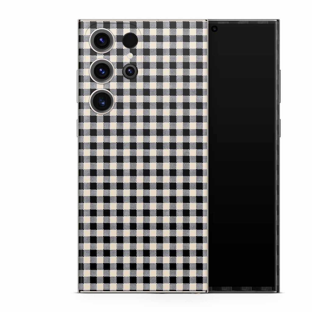 Black Gingham Samsung Galaxy Skin + Case