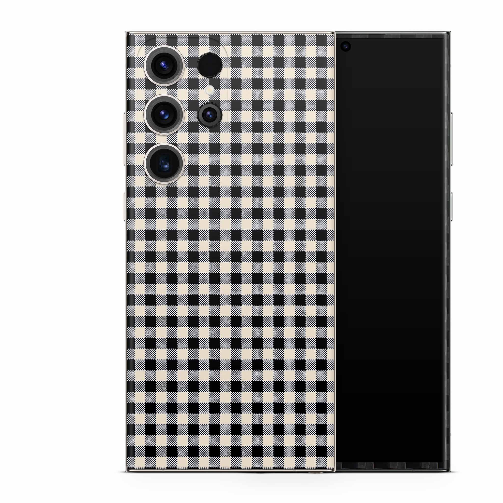 Black Gingham Samsung Galaxy Skin + Case