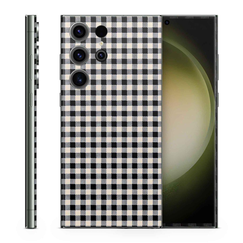 Black Gingham Samsung Galaxy Skin + Case