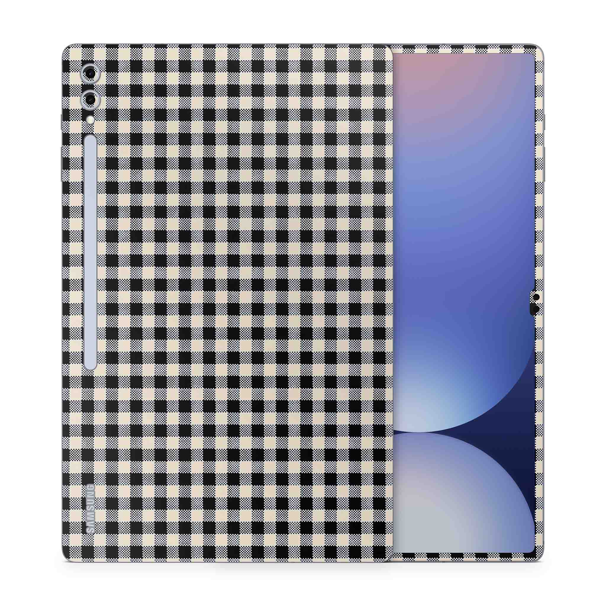 Black Gingham Galaxy Tab Skin