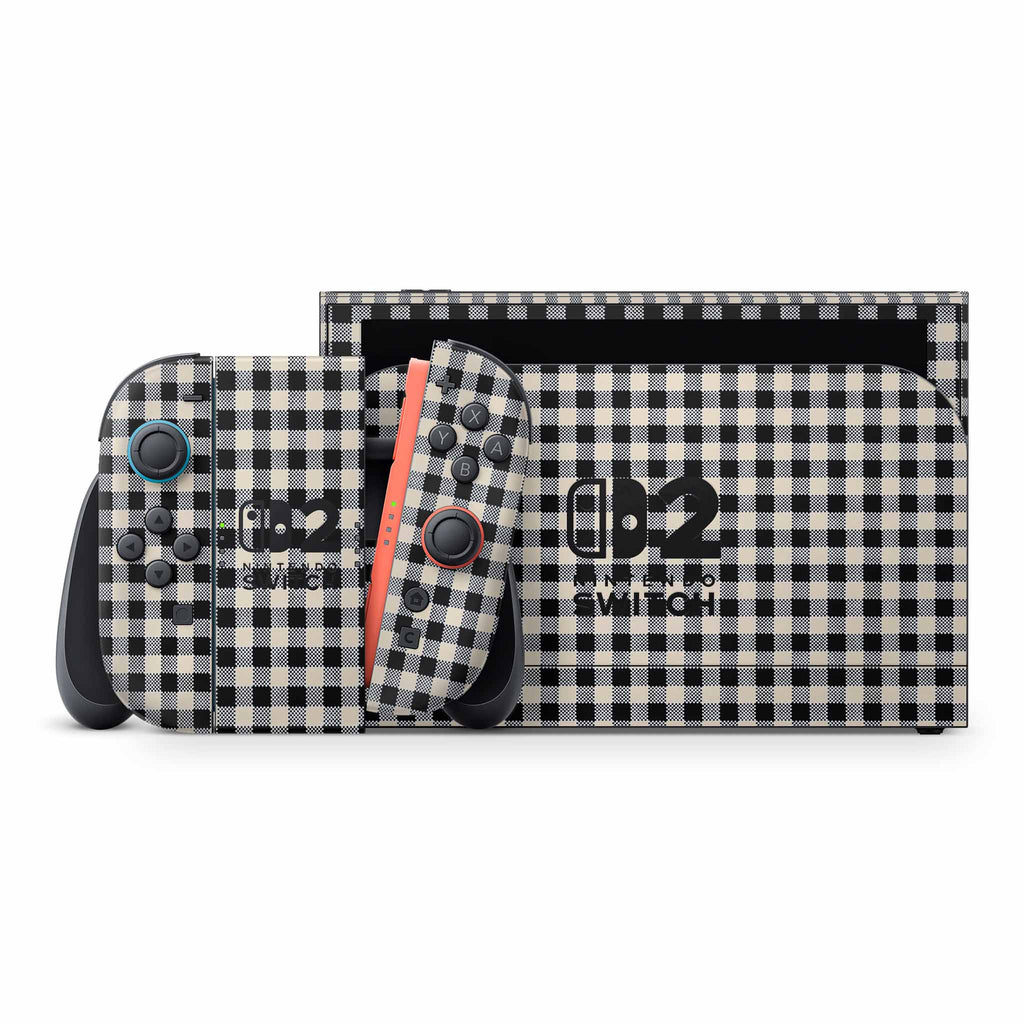 Black Gingham Nintendo Switch 2 Skin