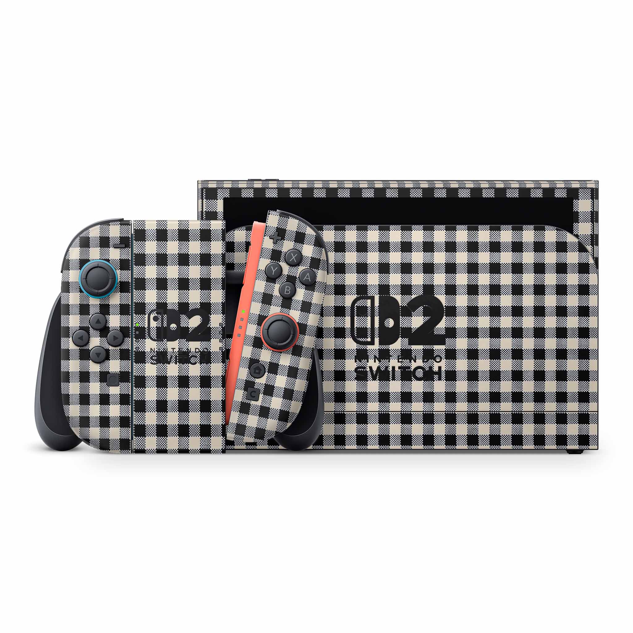 Black Gingham Nintendo Switch 2 Skin