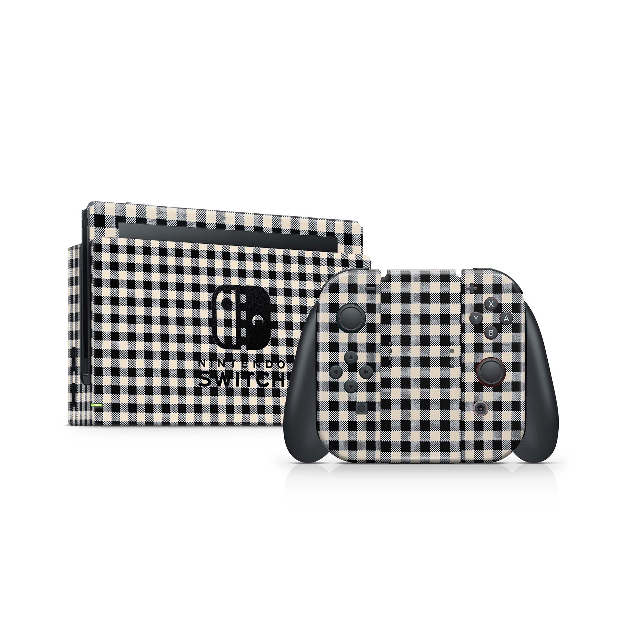 Black Gingham Nintendo Switch Skin