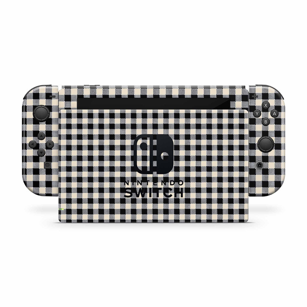Black Gingham Nintendo Switch Skin