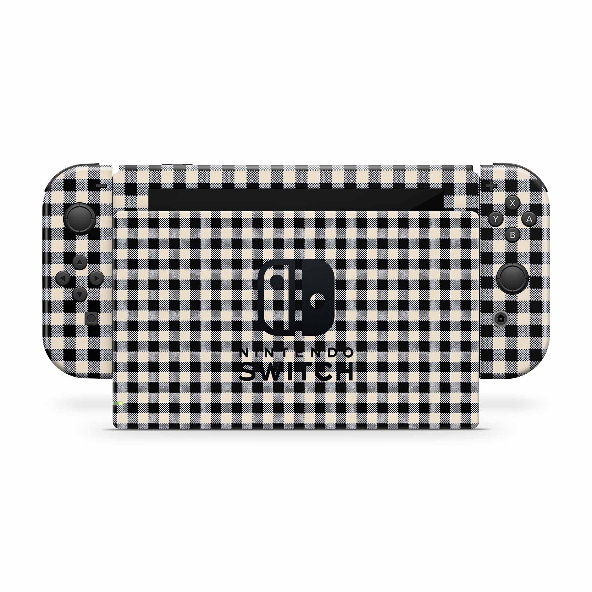 Black Gingham Nintendo Switch Skin