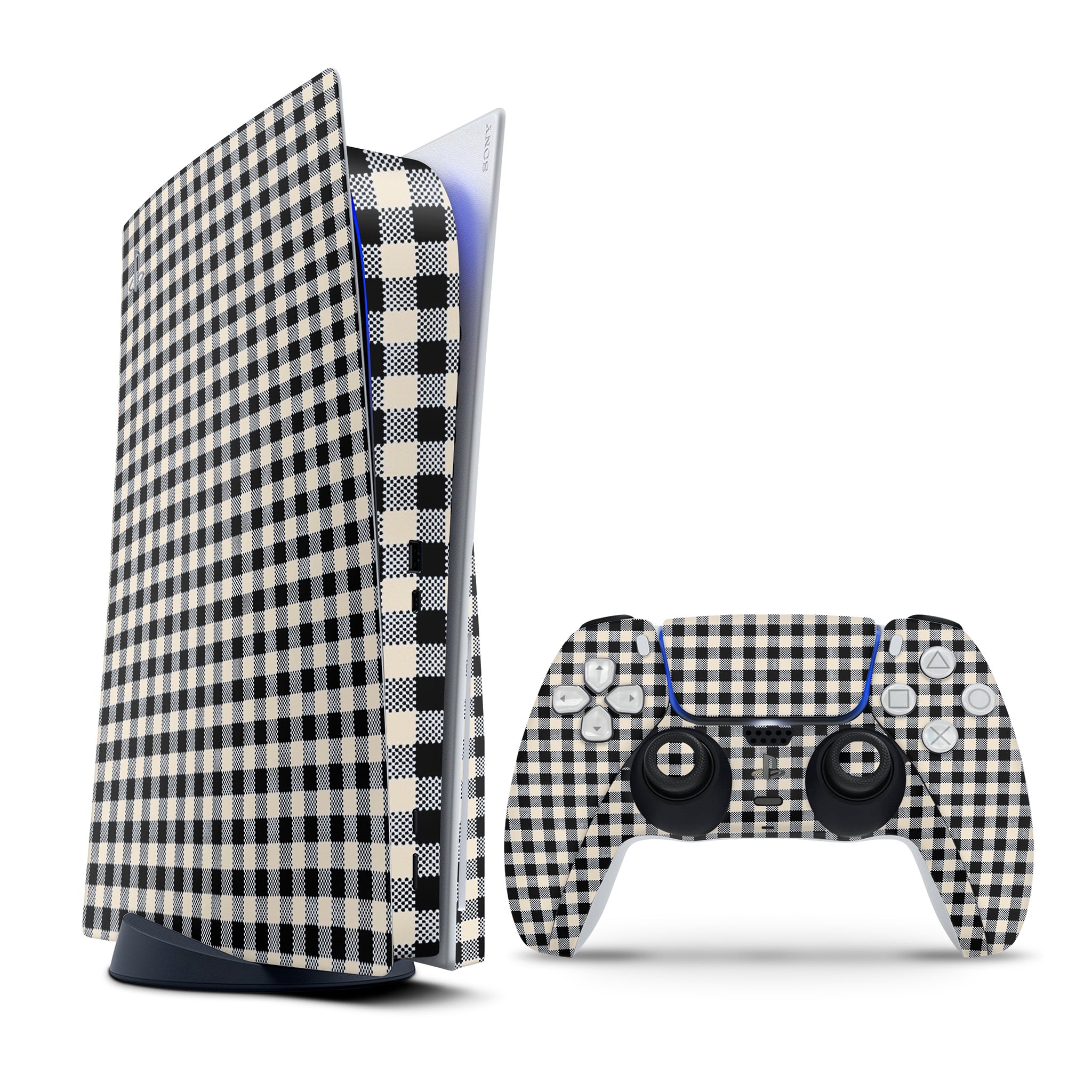 Black Gingham Playstation 5 Skin