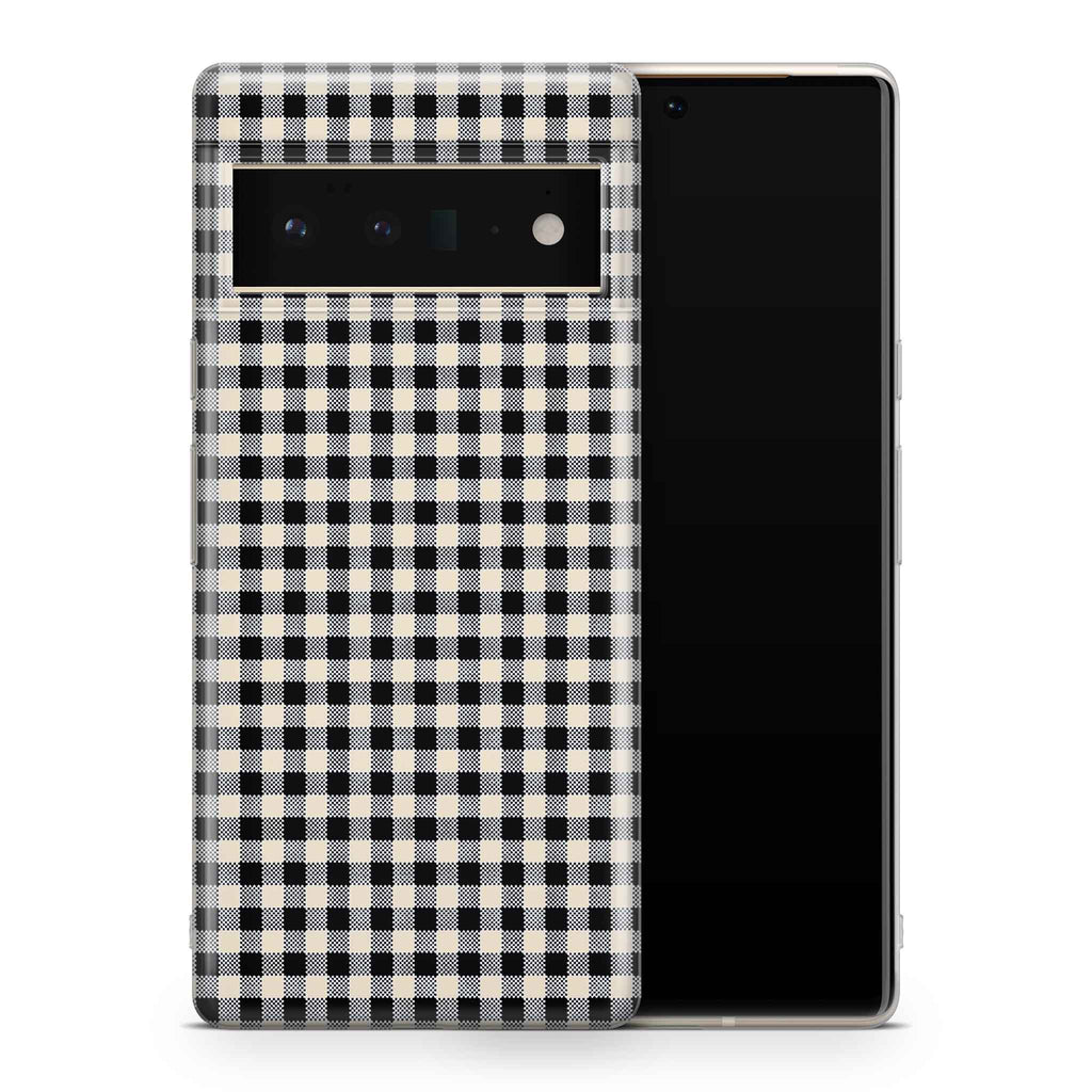 Black Gingham Google Pixel Skin + Case