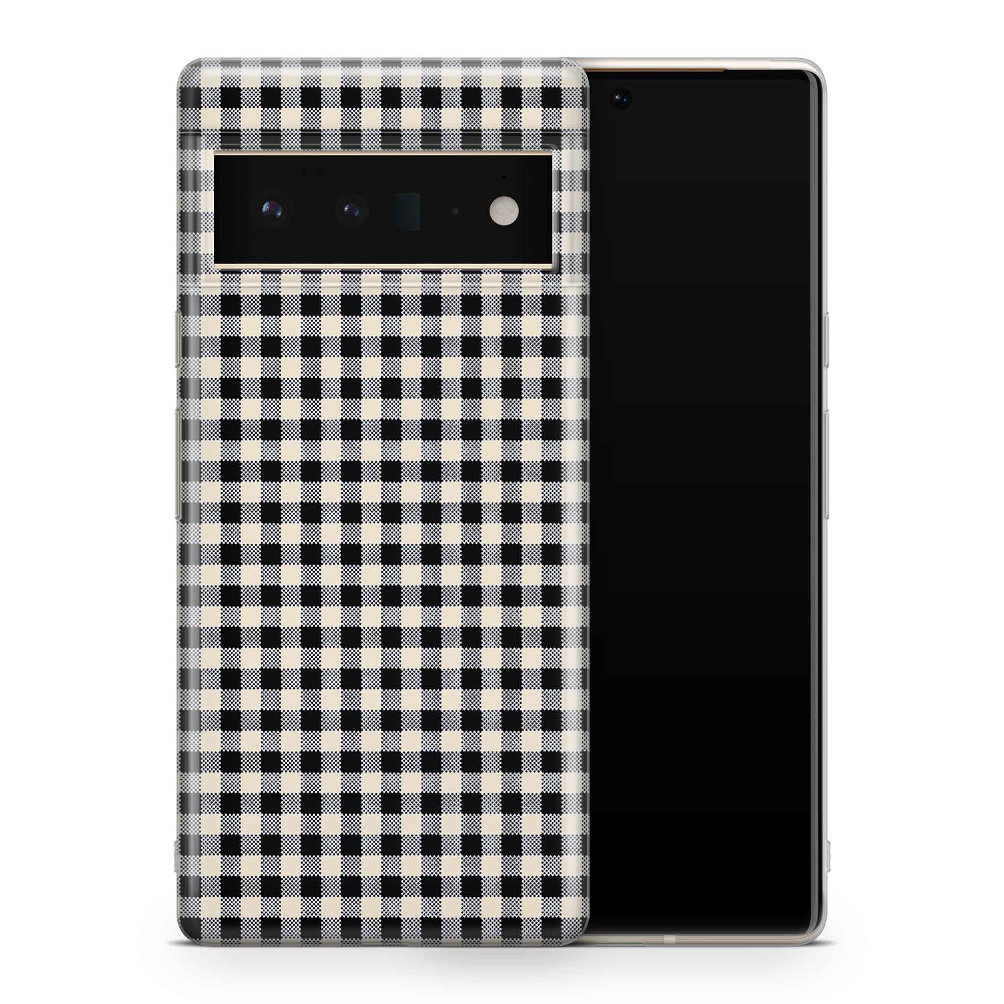 Black Gingham Google Pixel Skin + Case