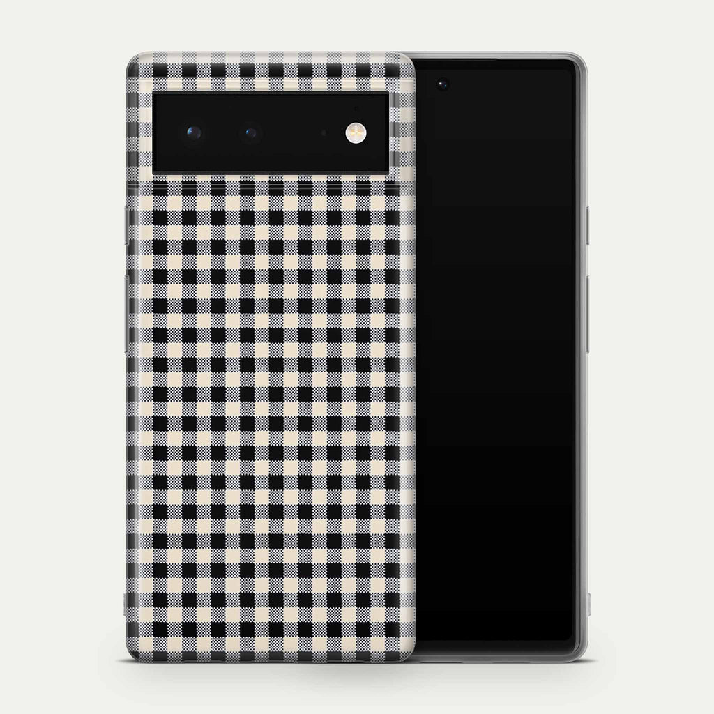 Black Gingham Google Pixel Skin + Case