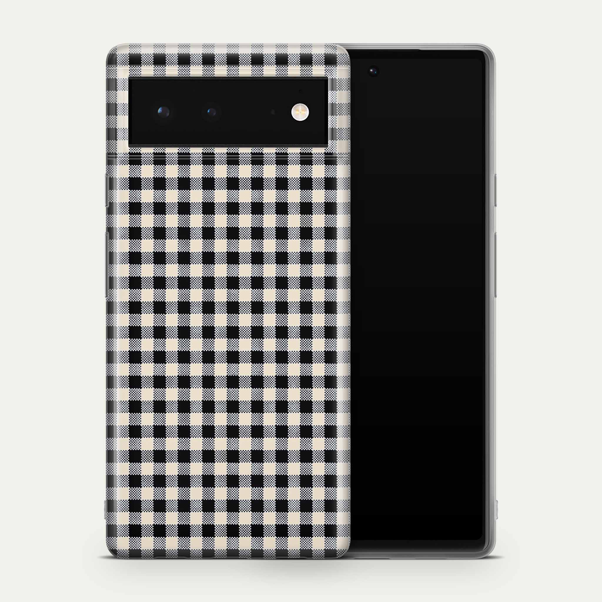 Black Gingham Google Pixel Skin + Case