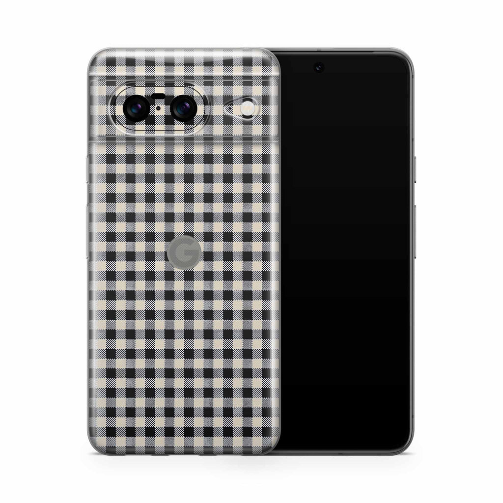 Black Gingham Google Pixel Skin + Case
