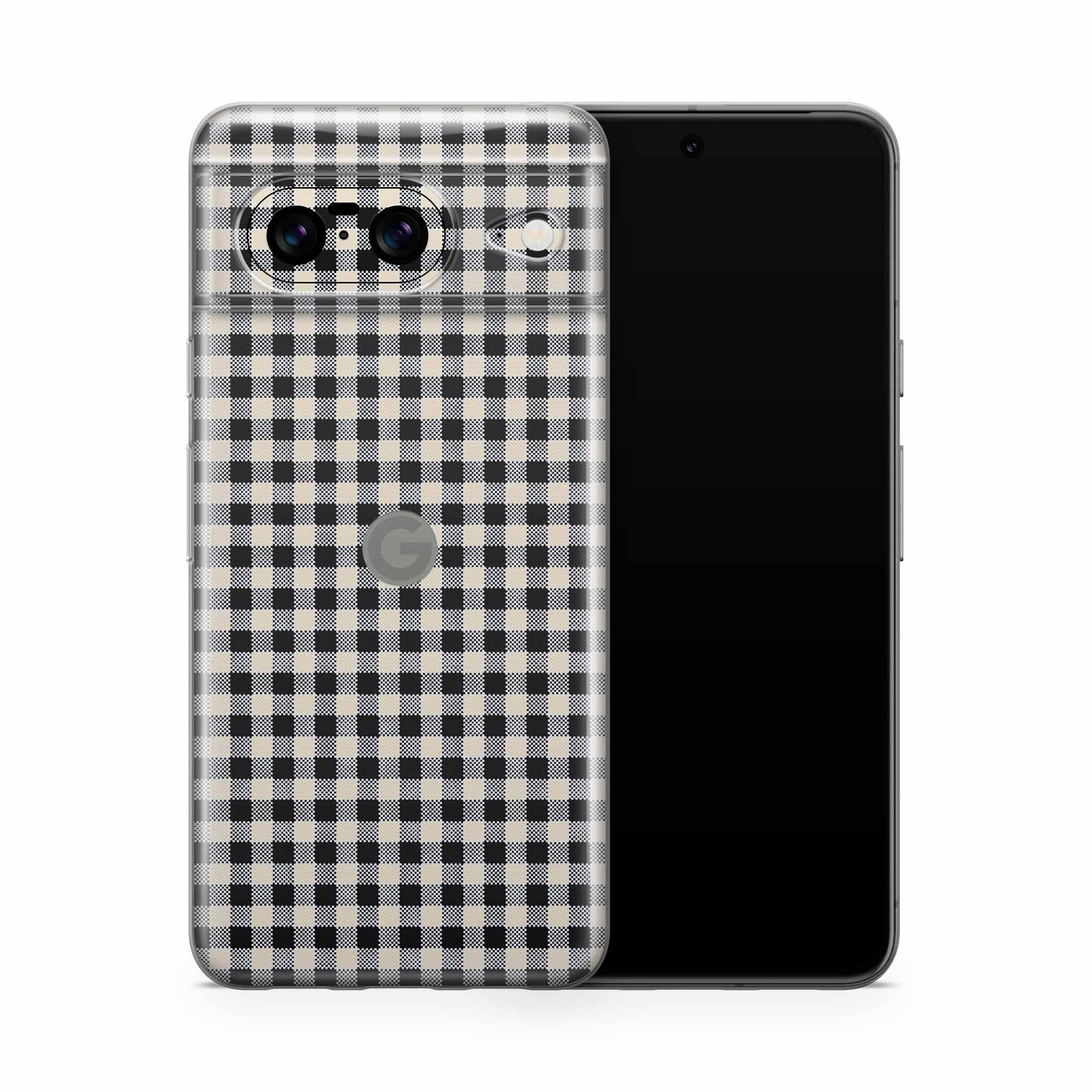 Black Gingham Google Pixel Skin + Case
