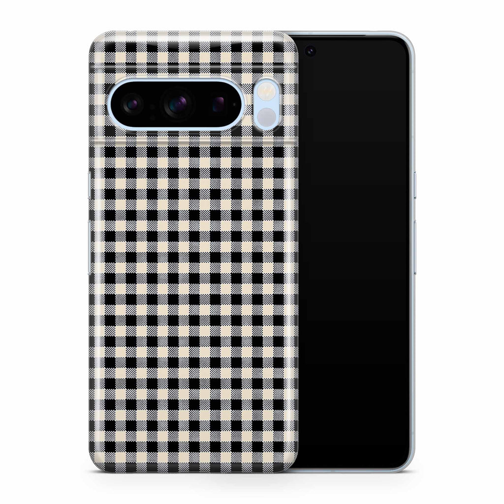 Black Gingham Google Pixel Skin + Case