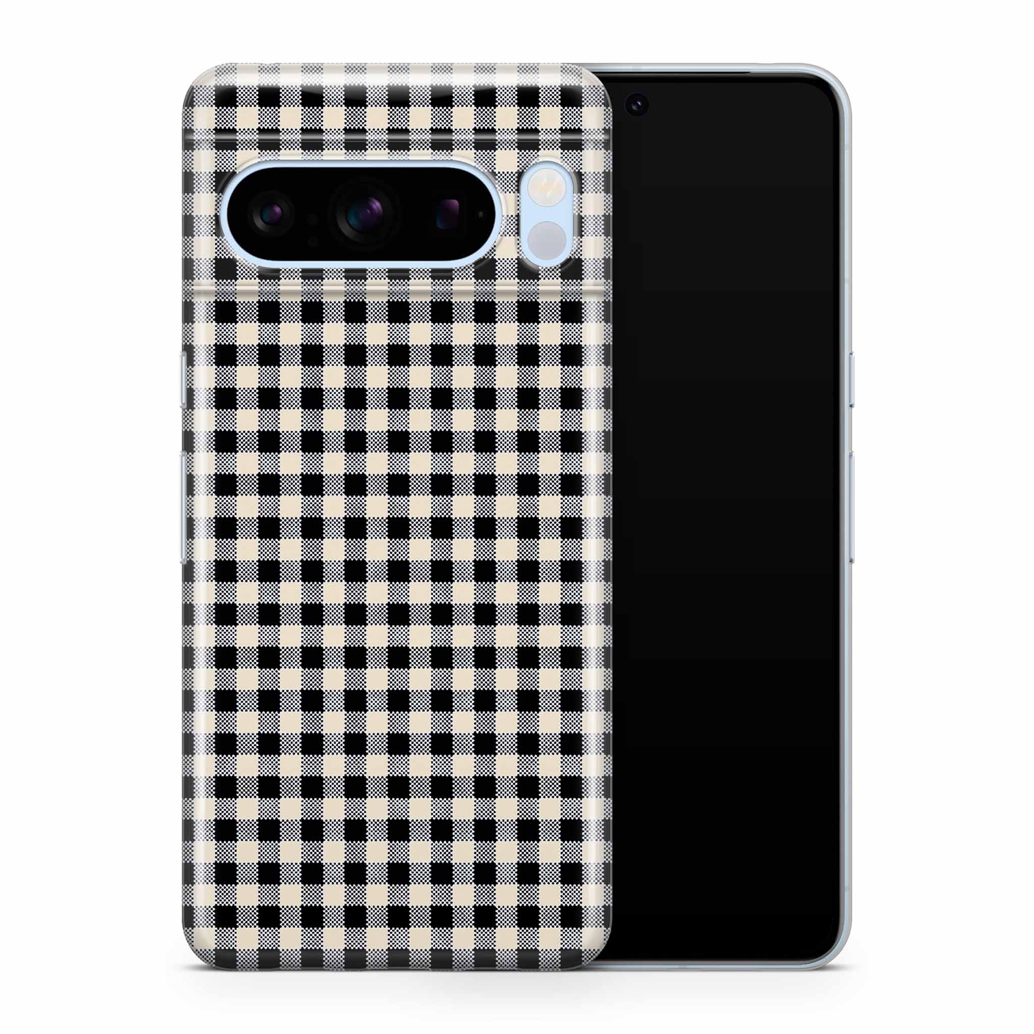Black Gingham Google Pixel Skin + Case
