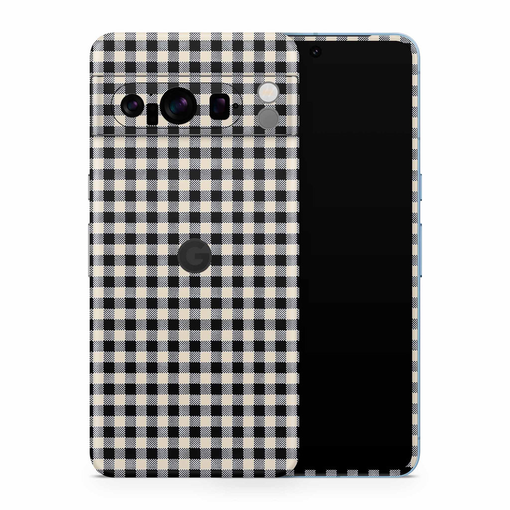 Black Gingham Google Pixel Skin + Case