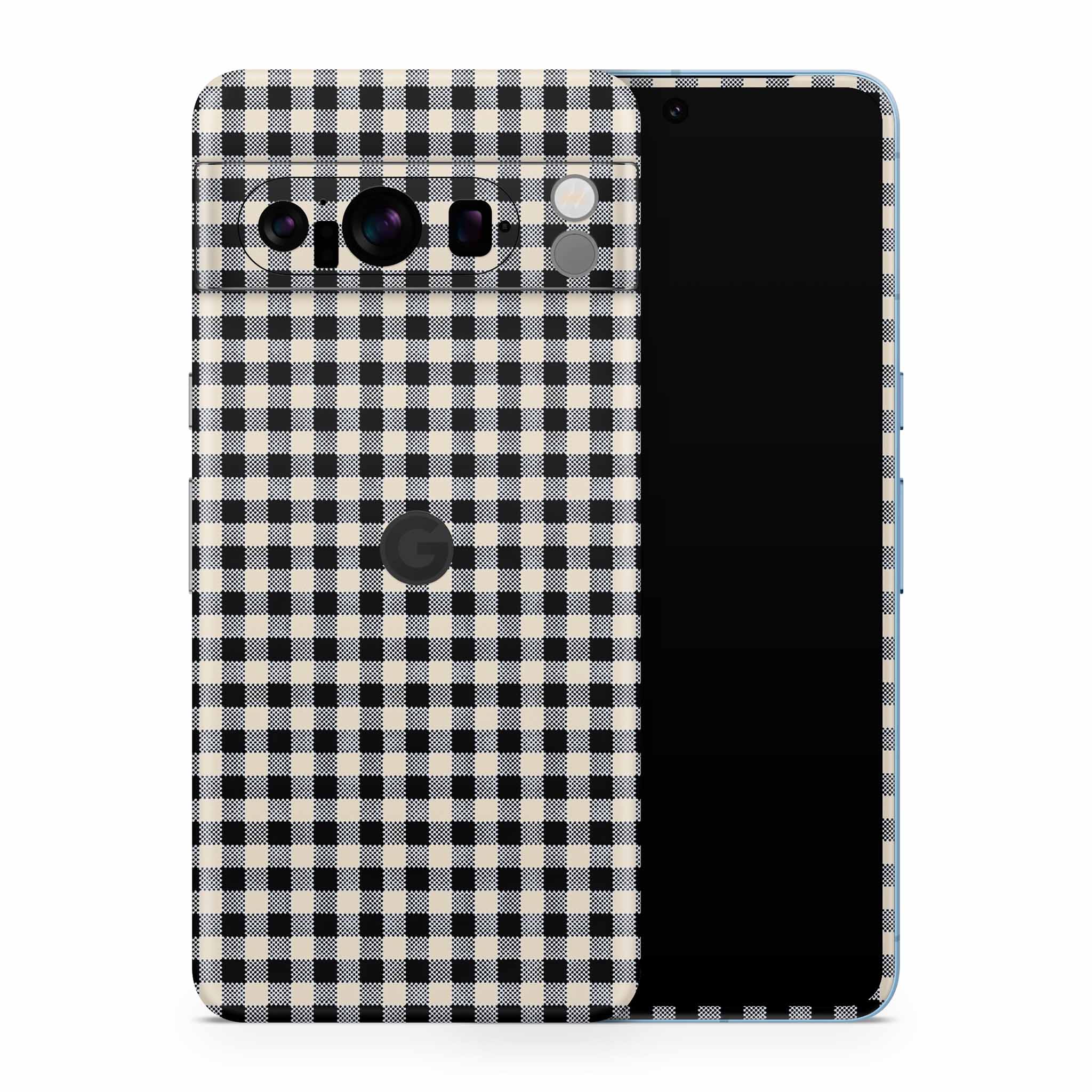 Black Gingham Google Pixel Skin + Case