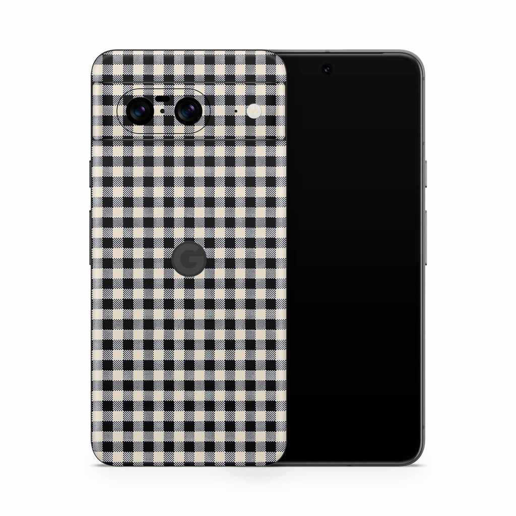 Black Gingham Google Pixel Skin + Case