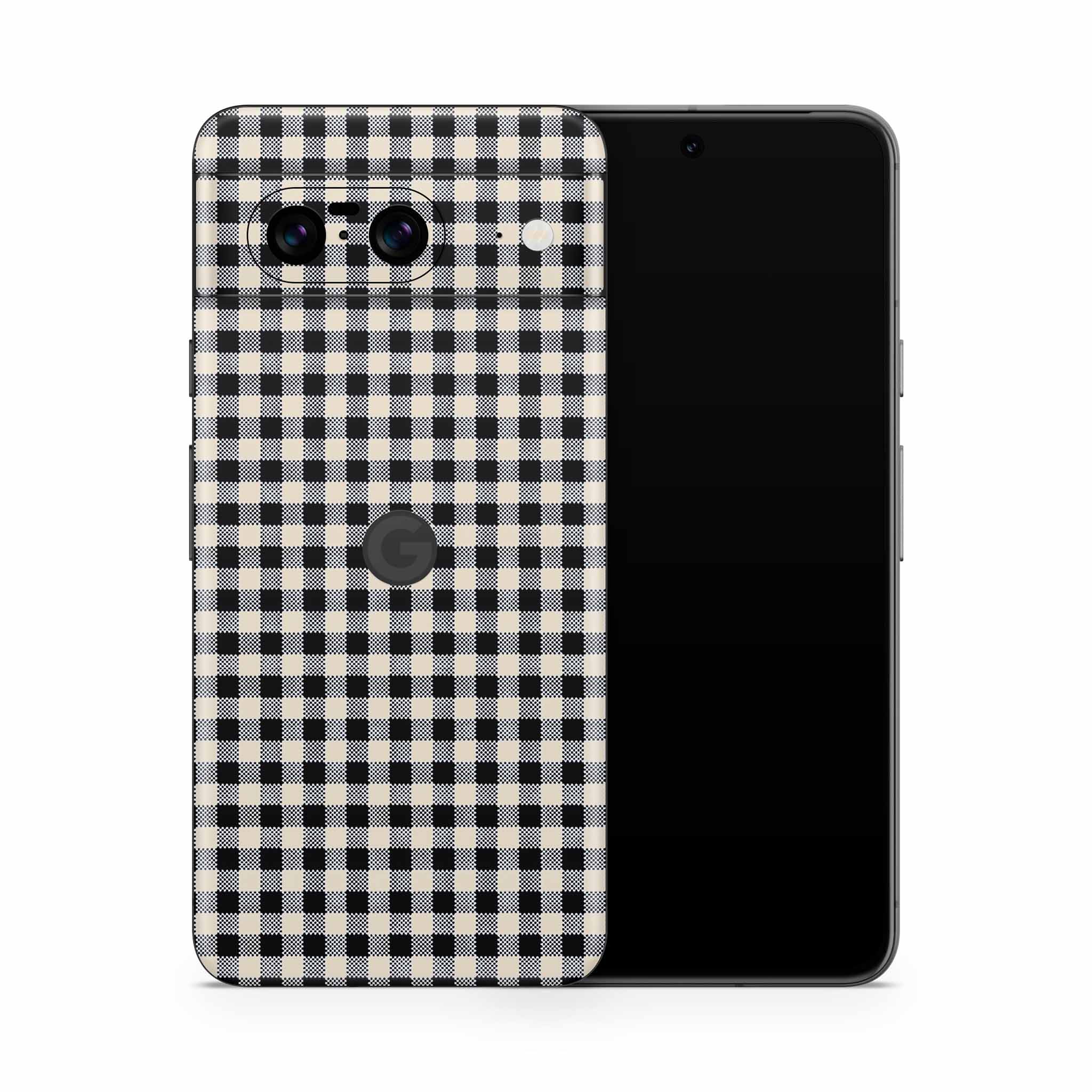 Black Gingham Google Pixel Skin + Case