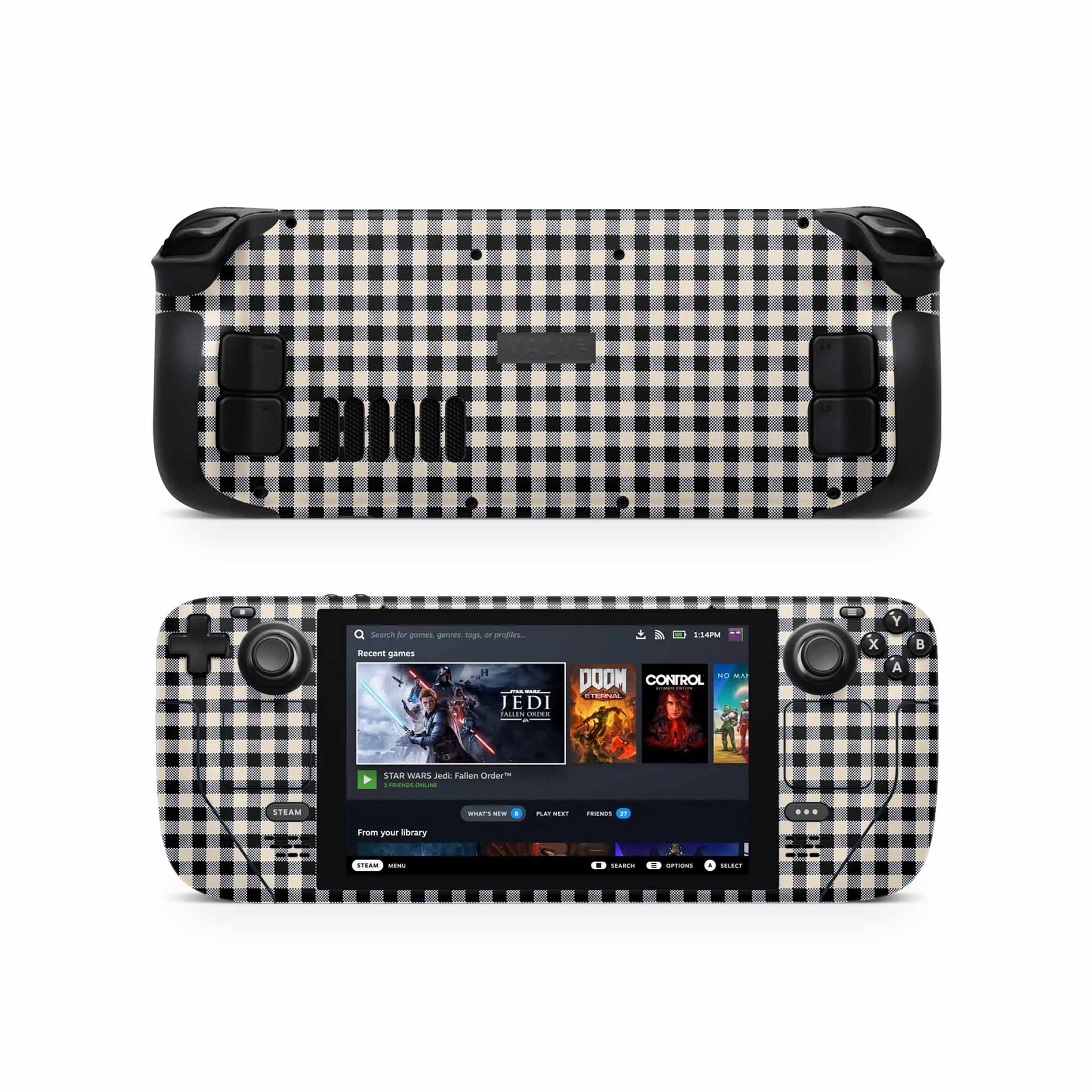 Black Gingham Steam Deck Skin