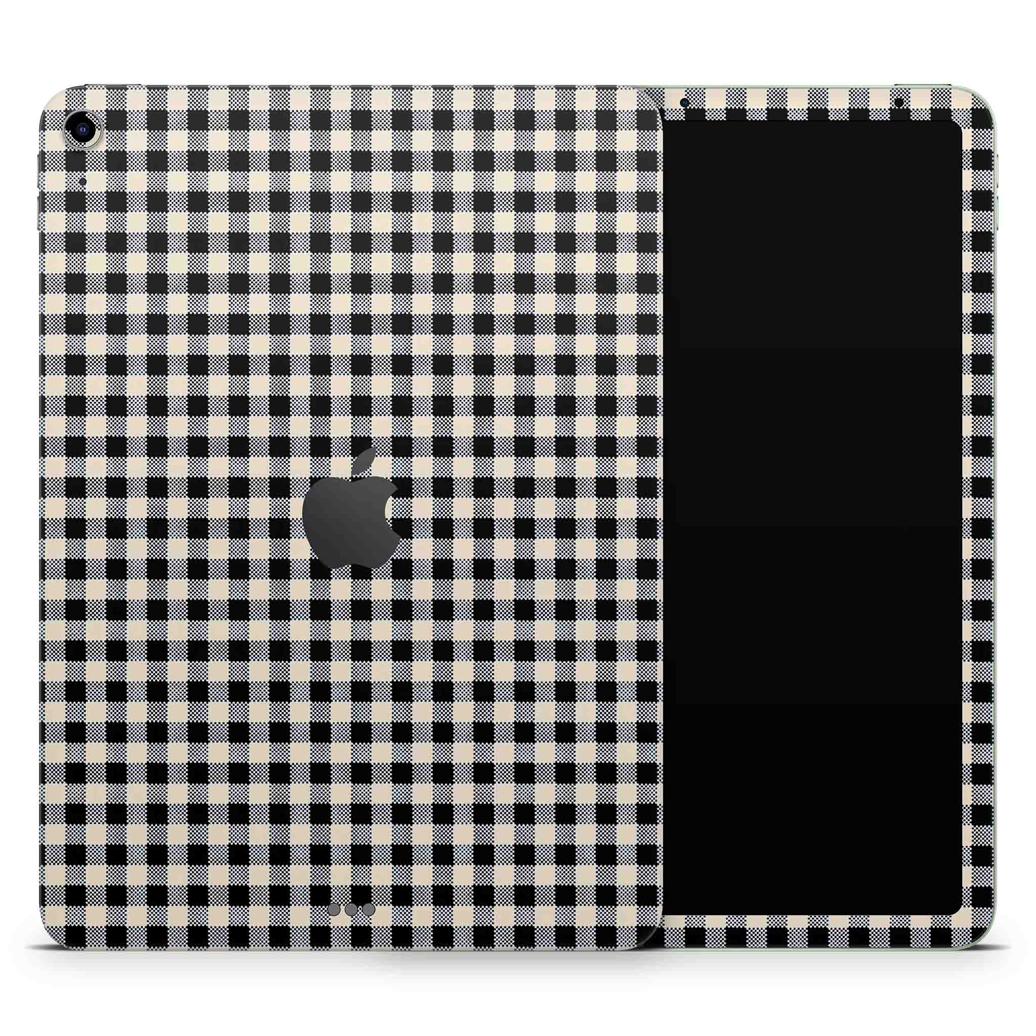 Black Gingham iPad Skin + Case