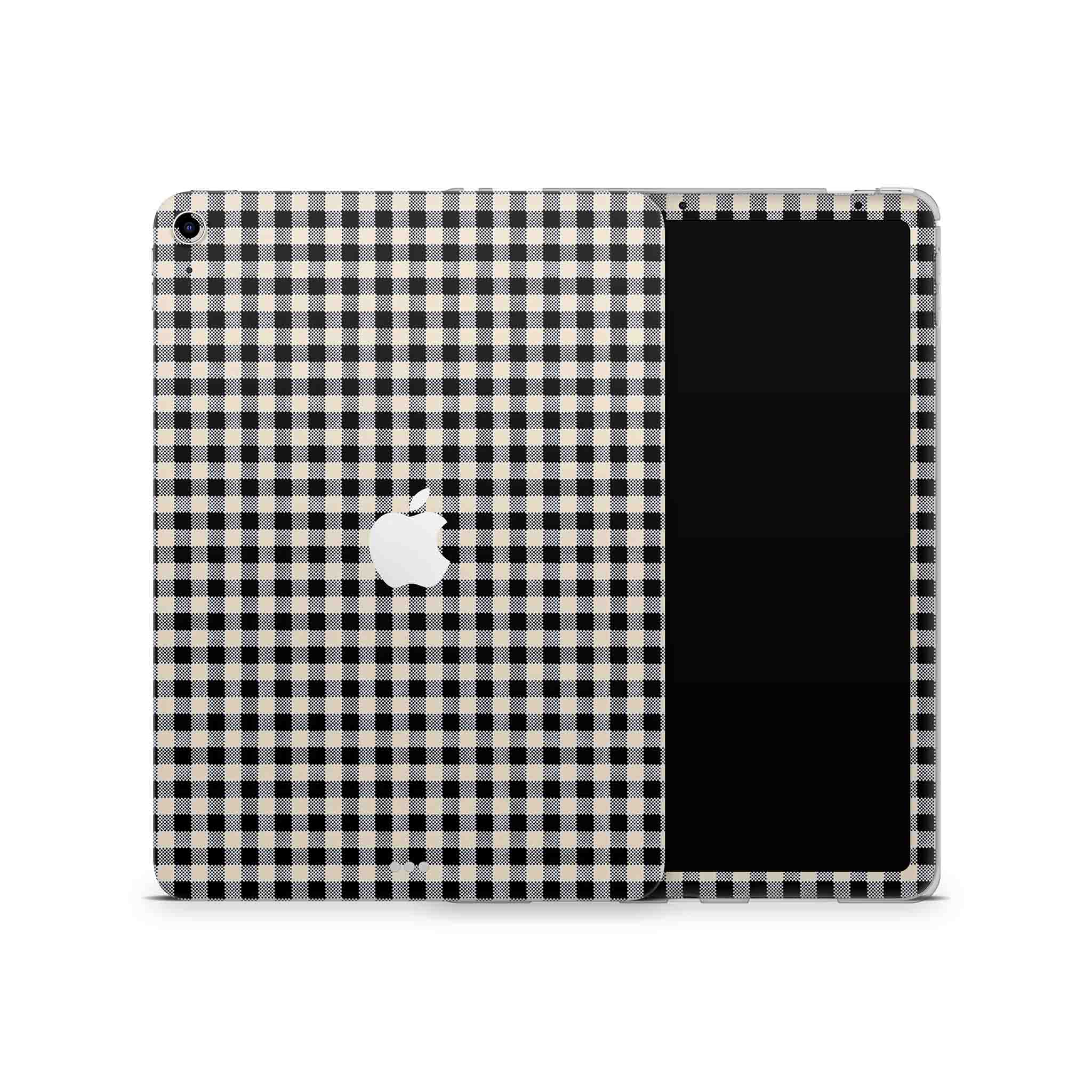 Black Gingham iPad Skin + Case