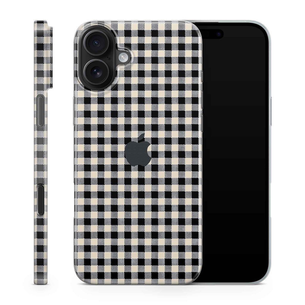 Black Gingham iPhone Skin + Case