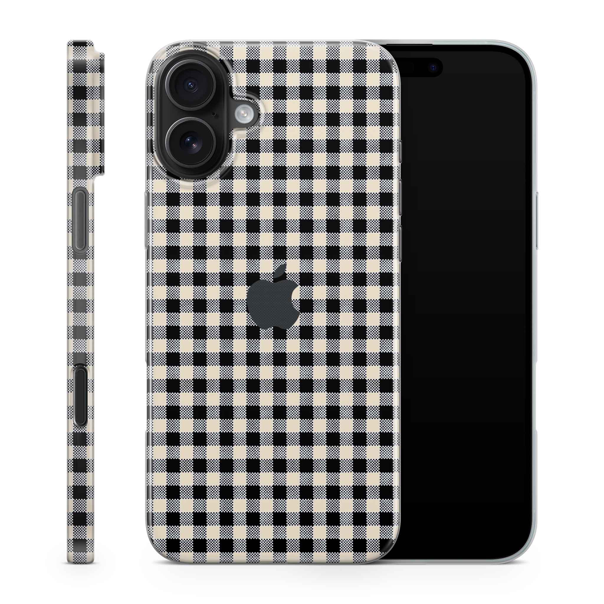 Black Gingham iPhone Skin + Case