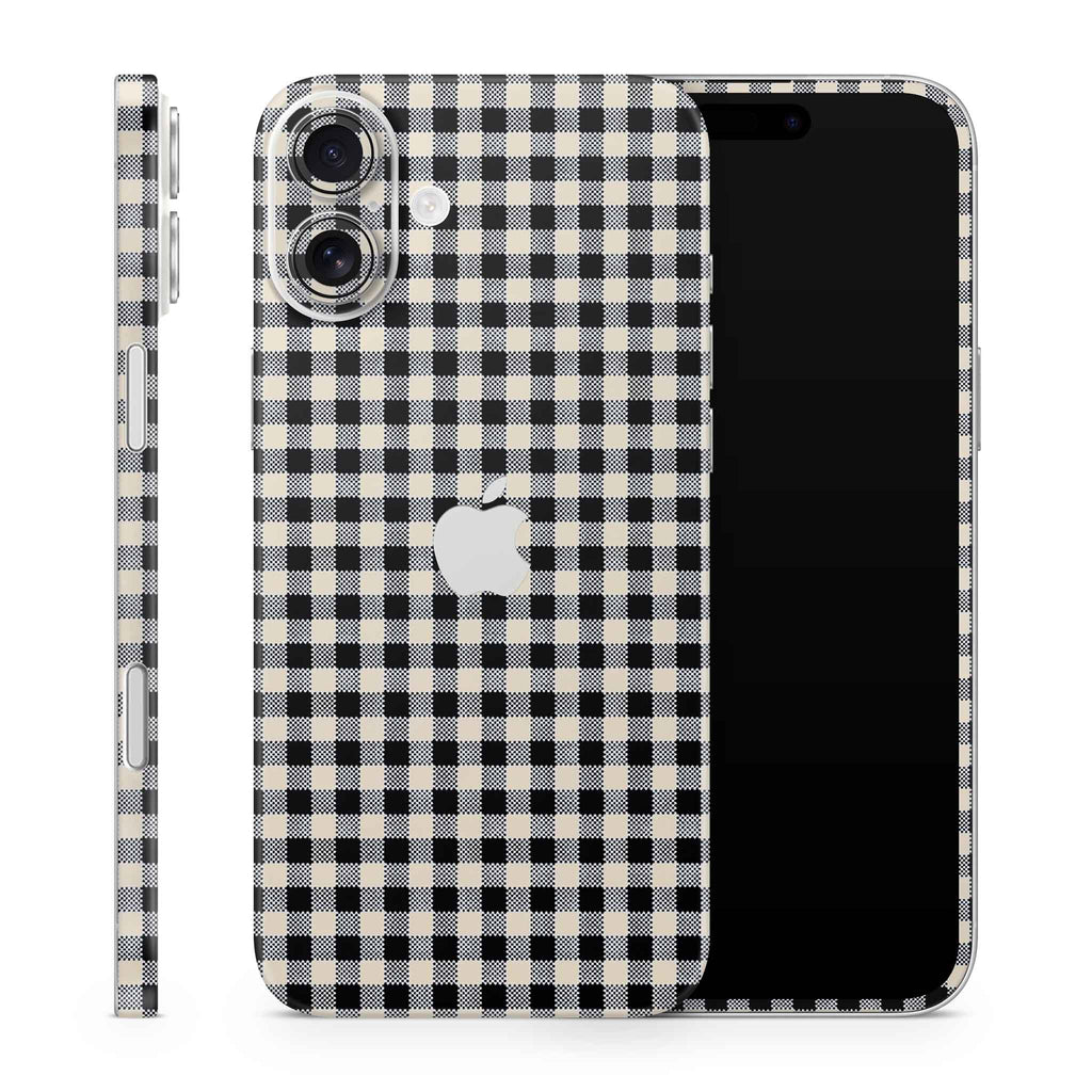 Black Gingham iPhone Skin + Case