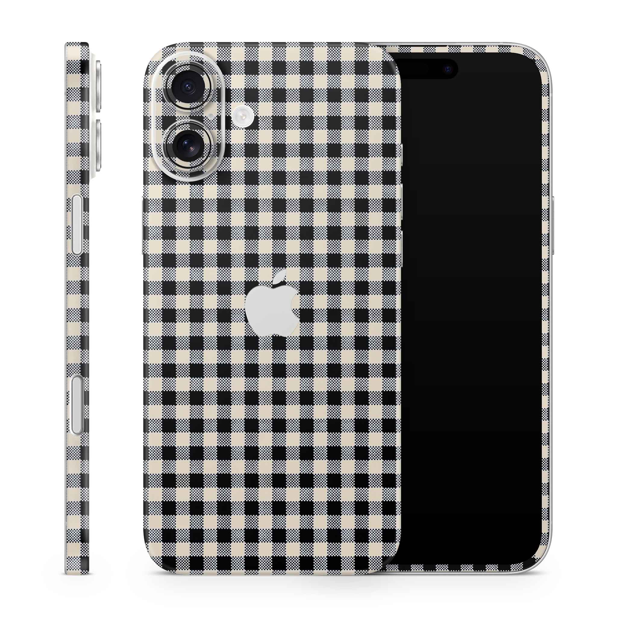 Black Gingham iPhone Skin + Case
