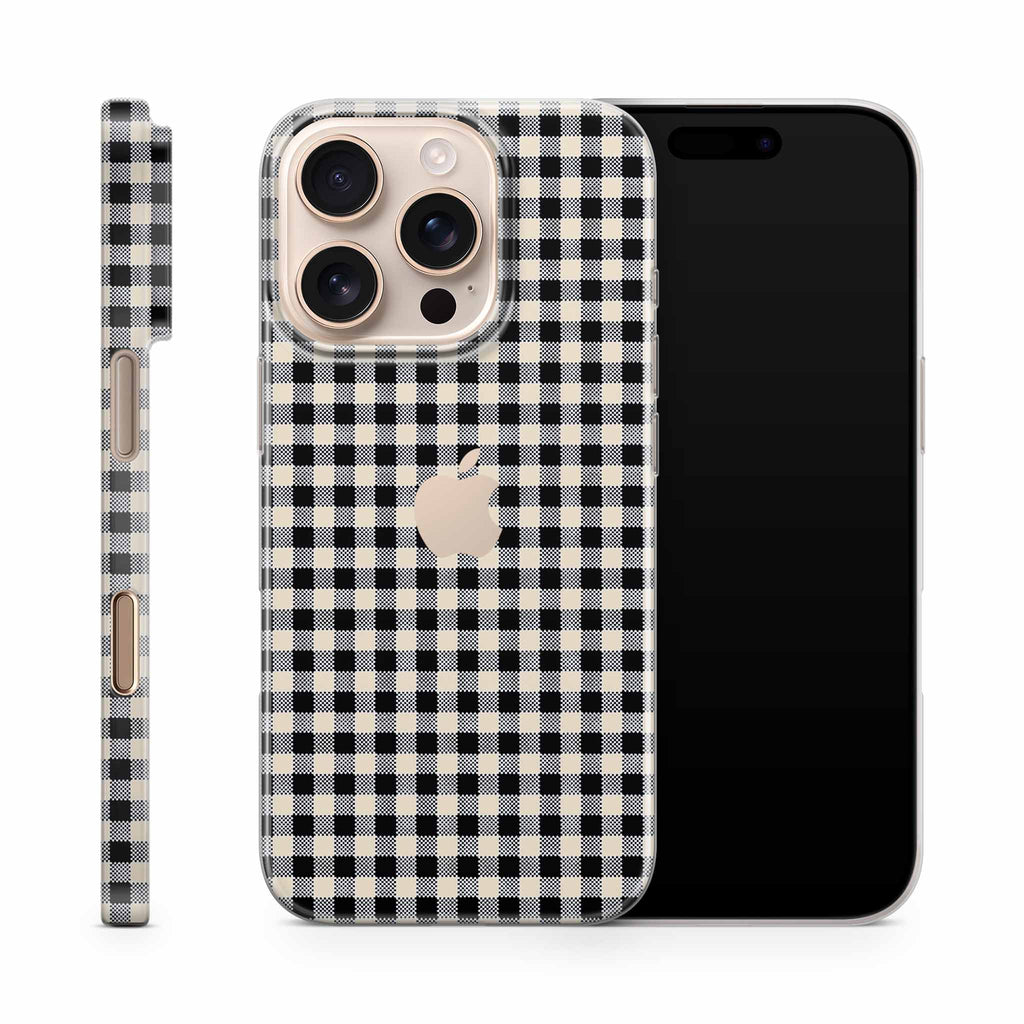 Black Gingham iPhone Skin + Case
