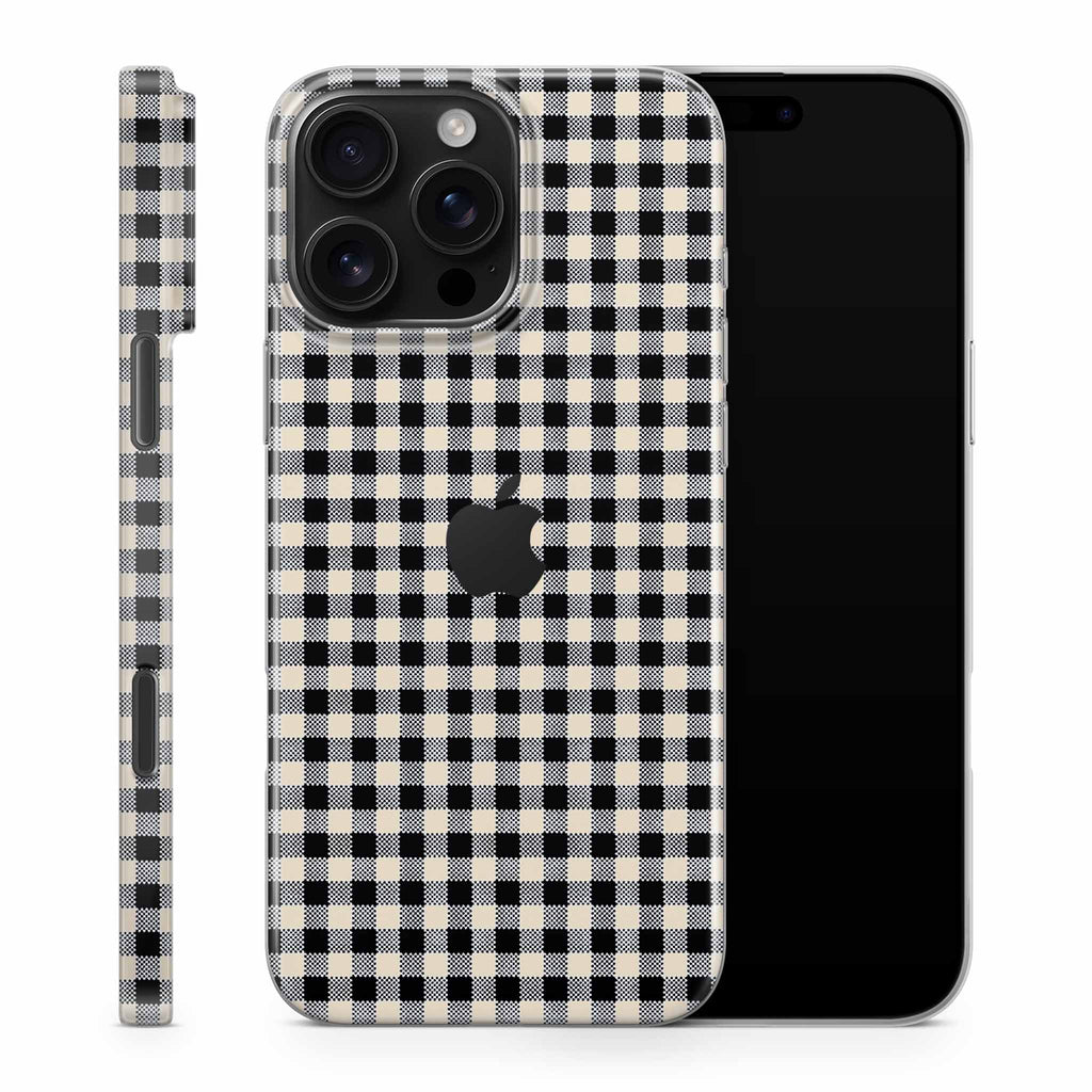Black Gingham iPhone Skin + Case