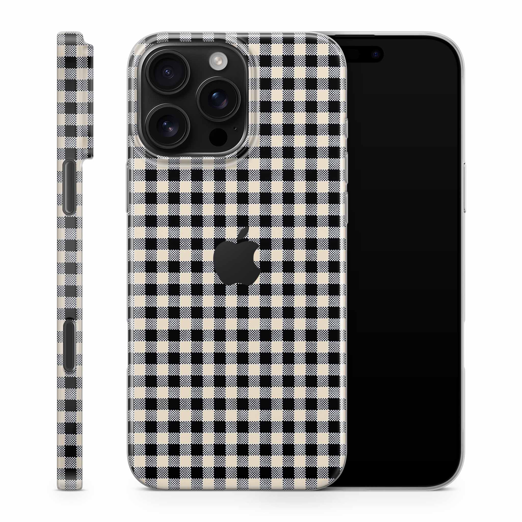 Black Gingham iPhone Skin + Case