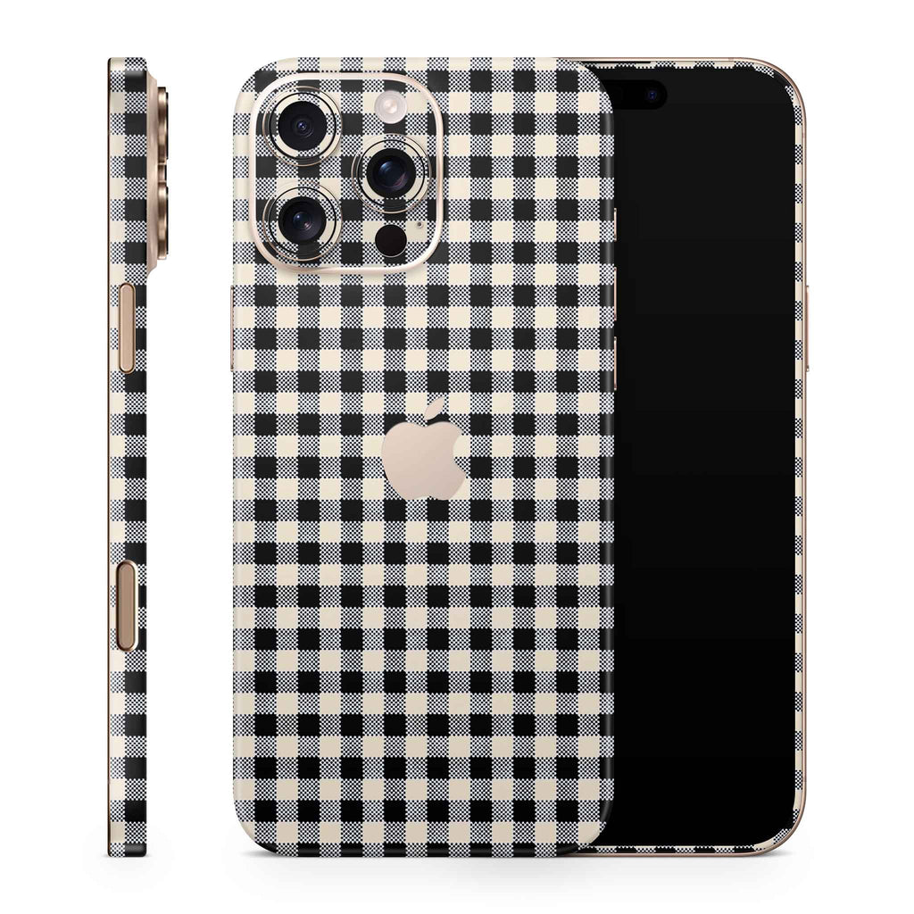 Black Gingham iPhone Skin + Case