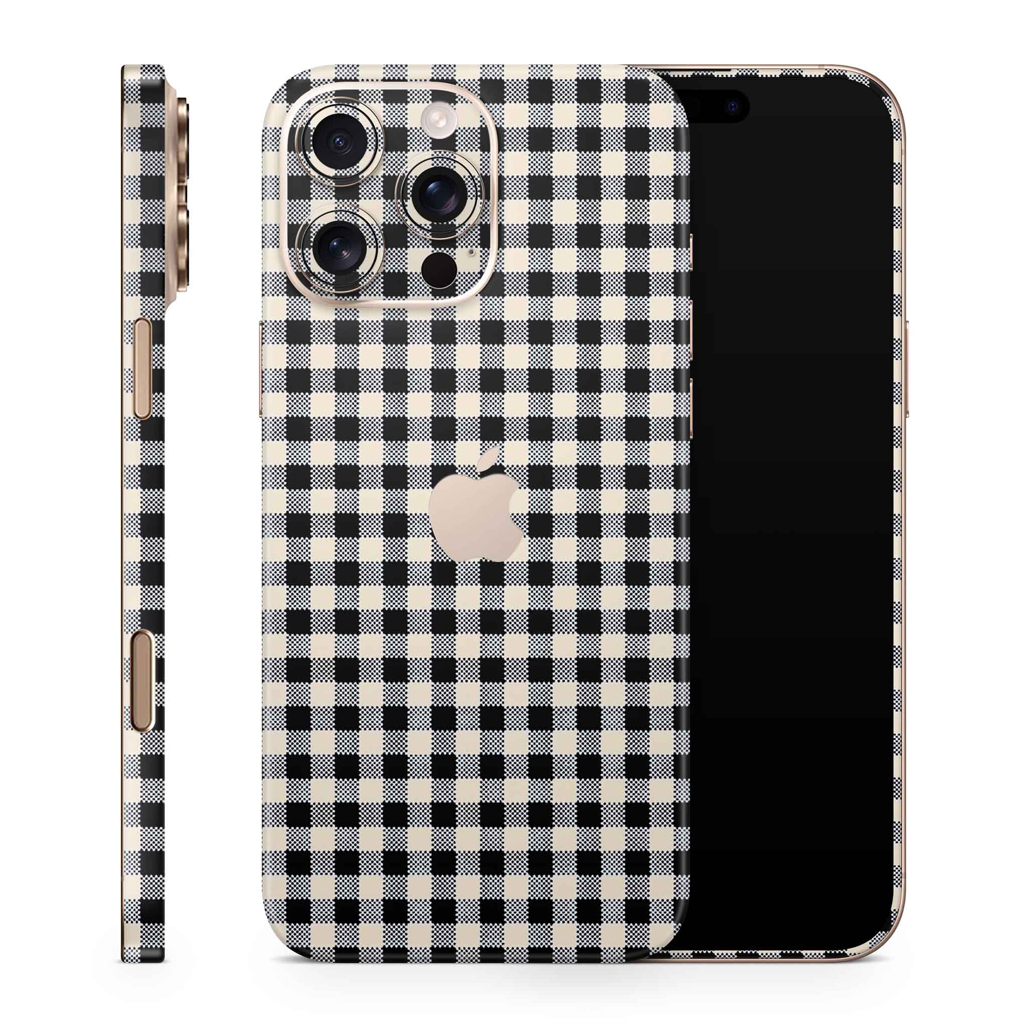 Black Gingham iPhone Skin + Case