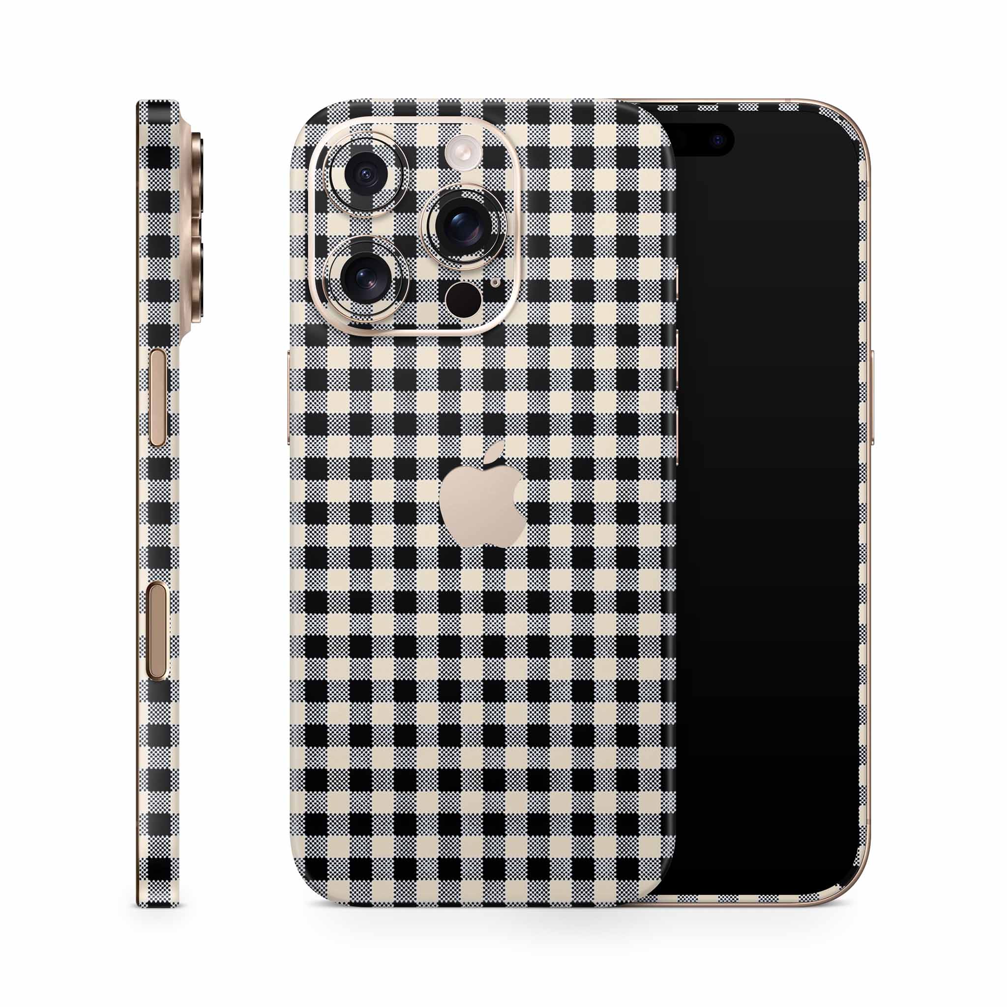 Black Gingham iPhone Skin + Case