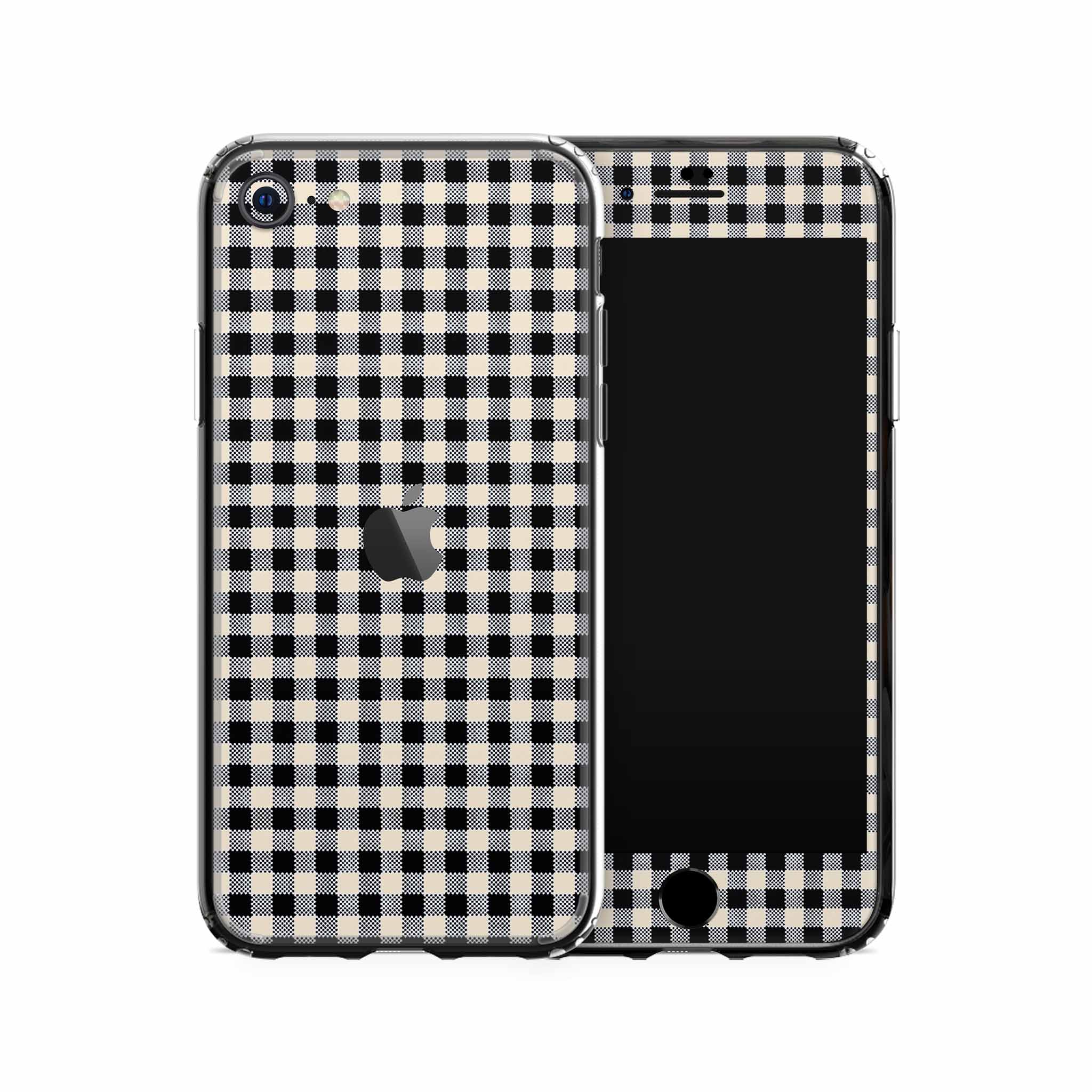 Black Gingham iPhone Skin + Case
