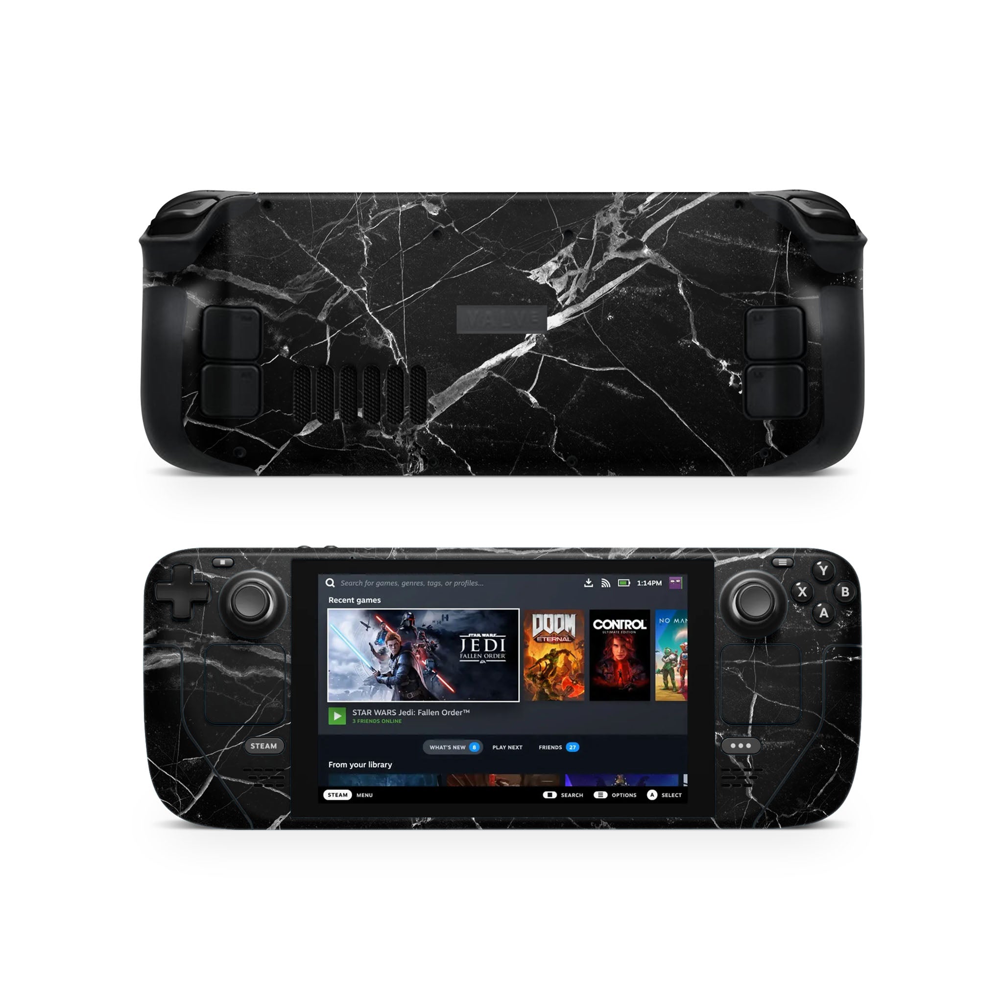 Black Hyper Marble Steam Deck Skin