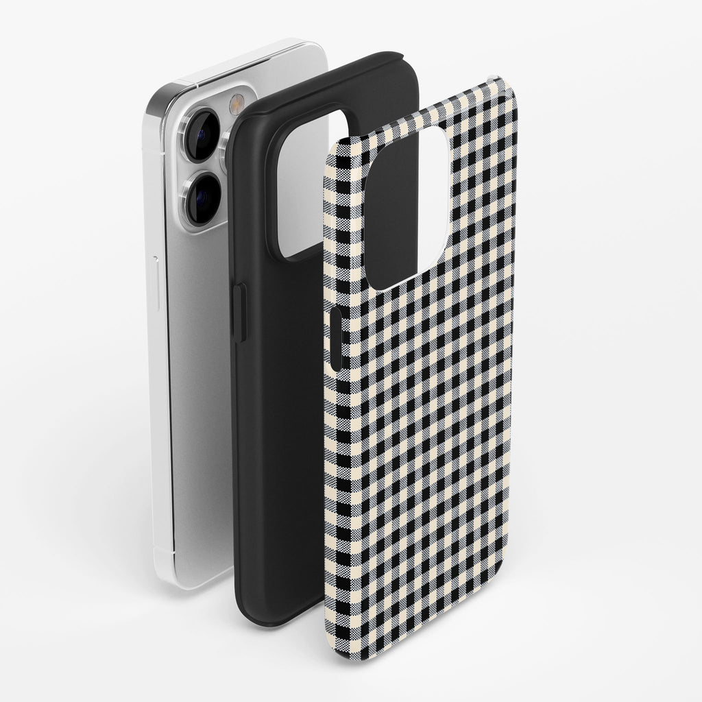 Black Gingham Impact iPhone Case