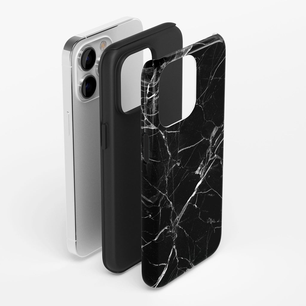 Black Hyper Marble Impact iPhone Case