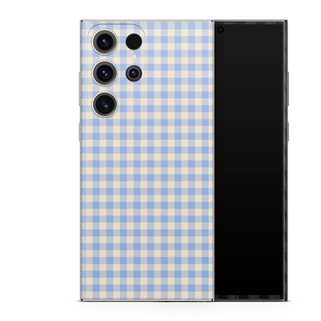 Blue Gingham Samsung Galaxy Skin + Case