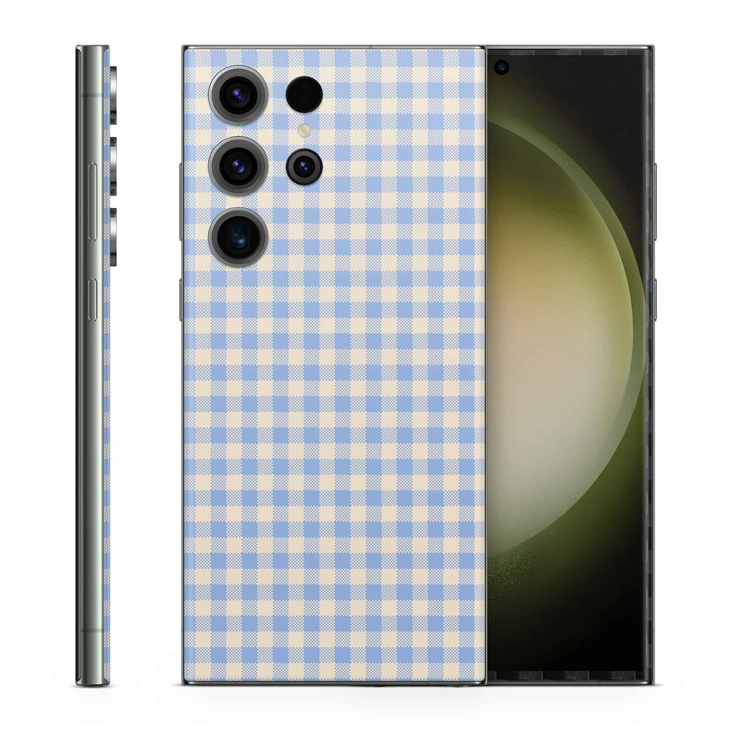 Blue Gingham Samsung Galaxy Skin + Case