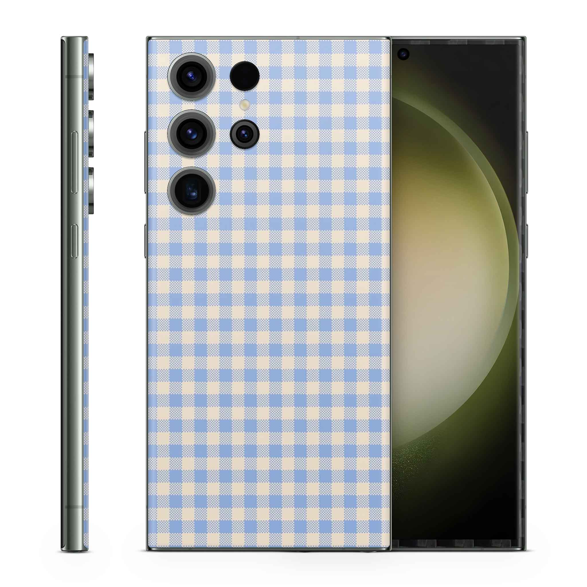 Blue Gingham Samsung Galaxy Skin + Case