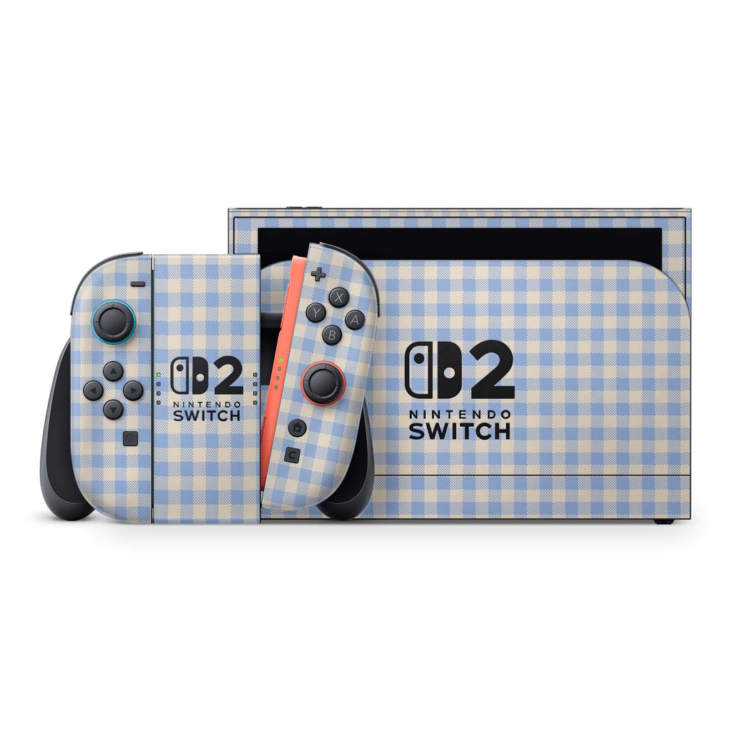 Blue Gingham Nintendo Switch 2 Skin
