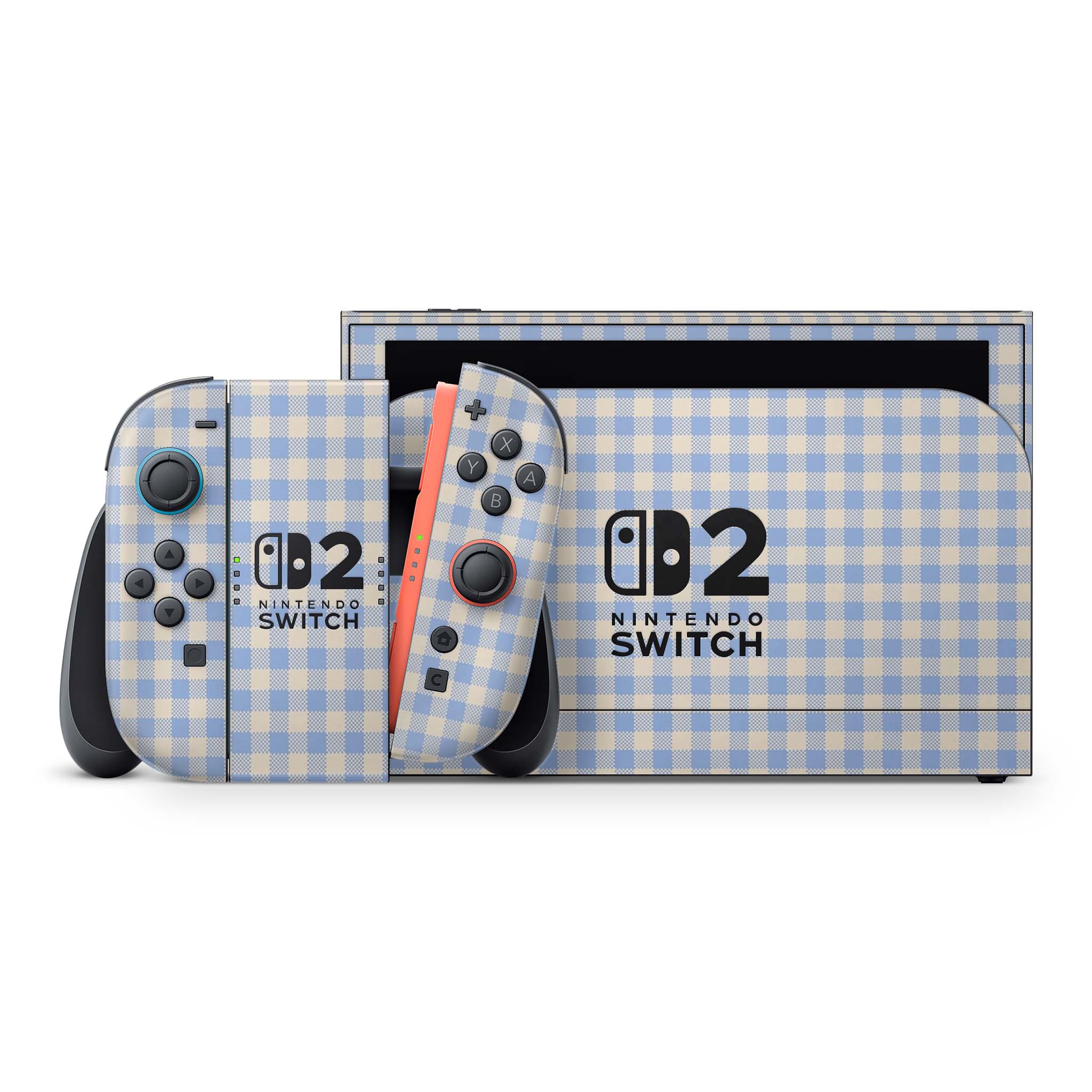 Blue Gingham Nintendo Switch 2 Skin